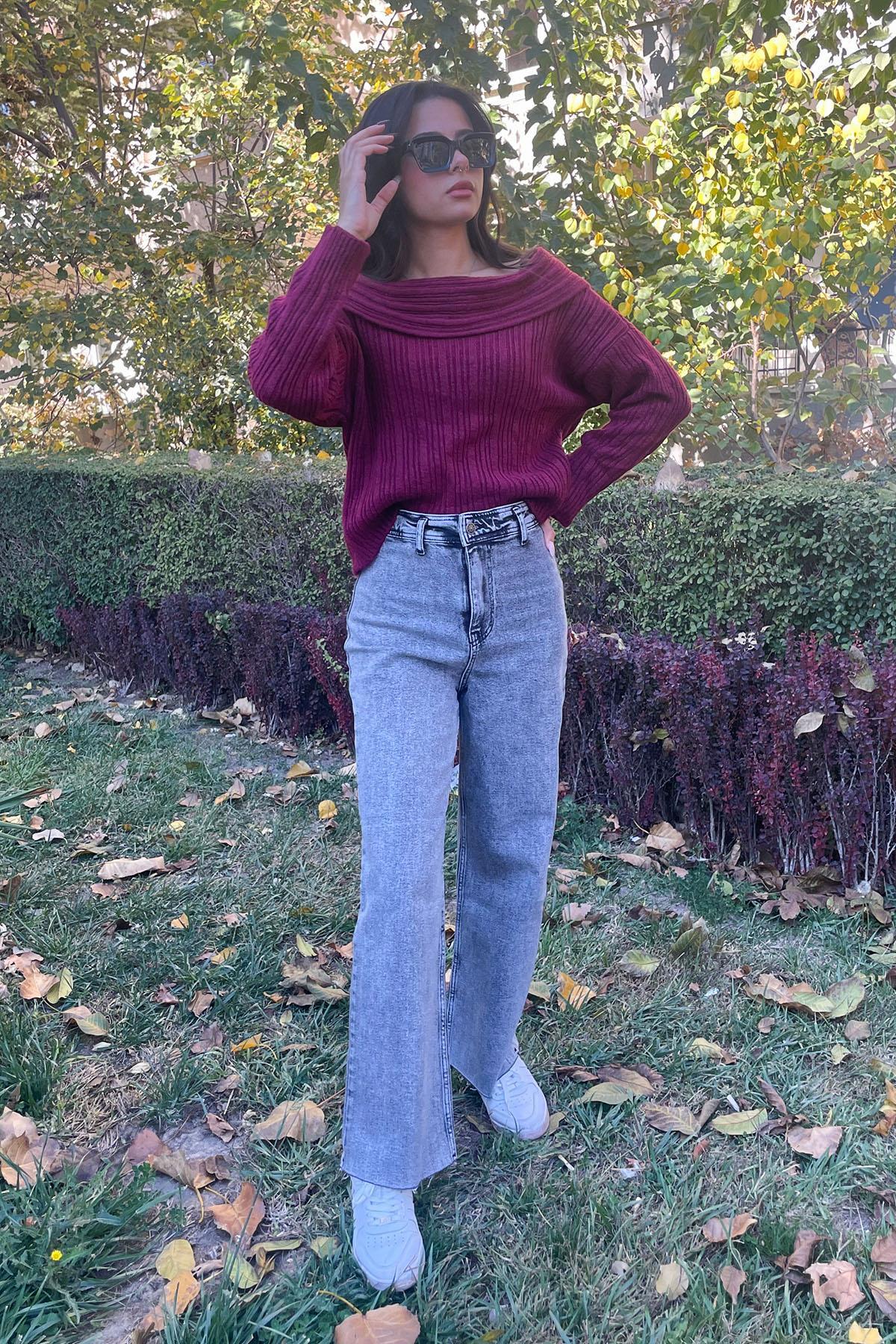 Ön Cepsiz Boru Paça Jean - Gri GRİ