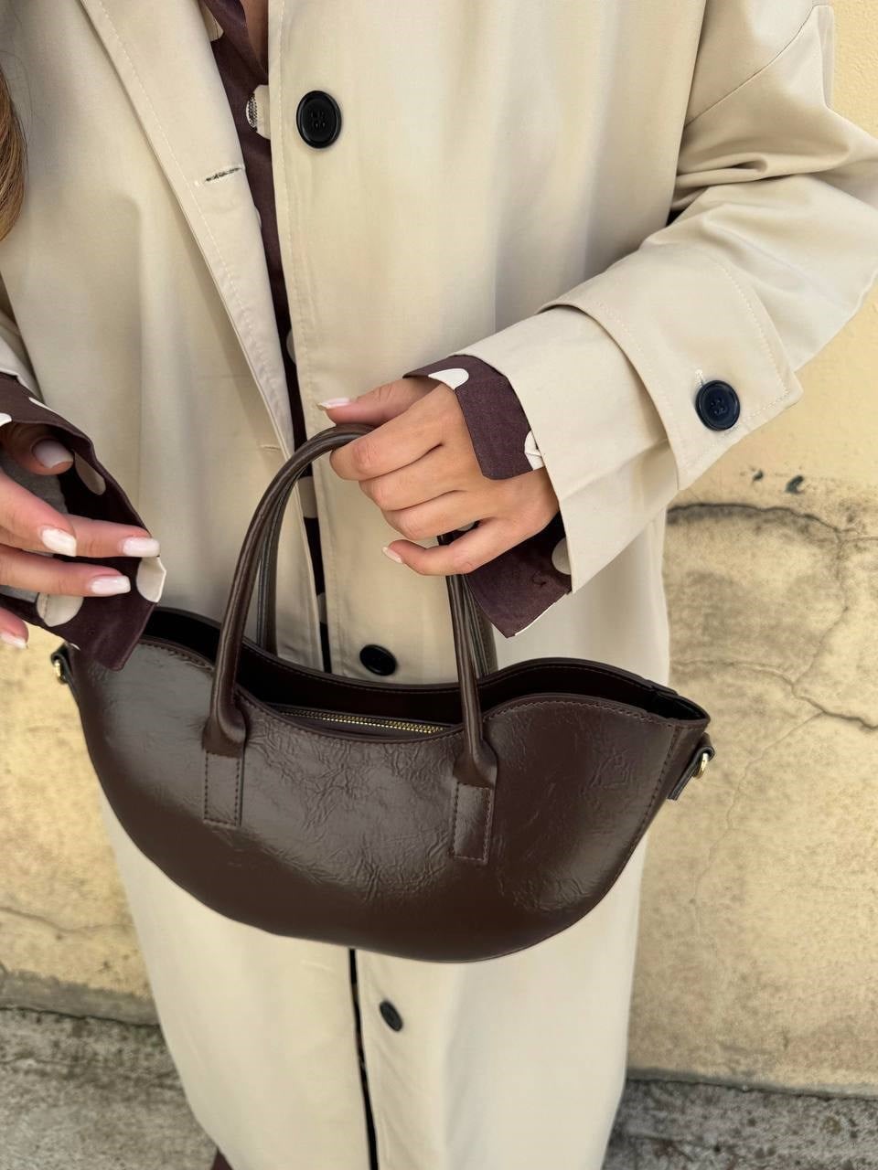 Oval Çapraz Askılı Çanta-Acı Kahve Acı Kahve