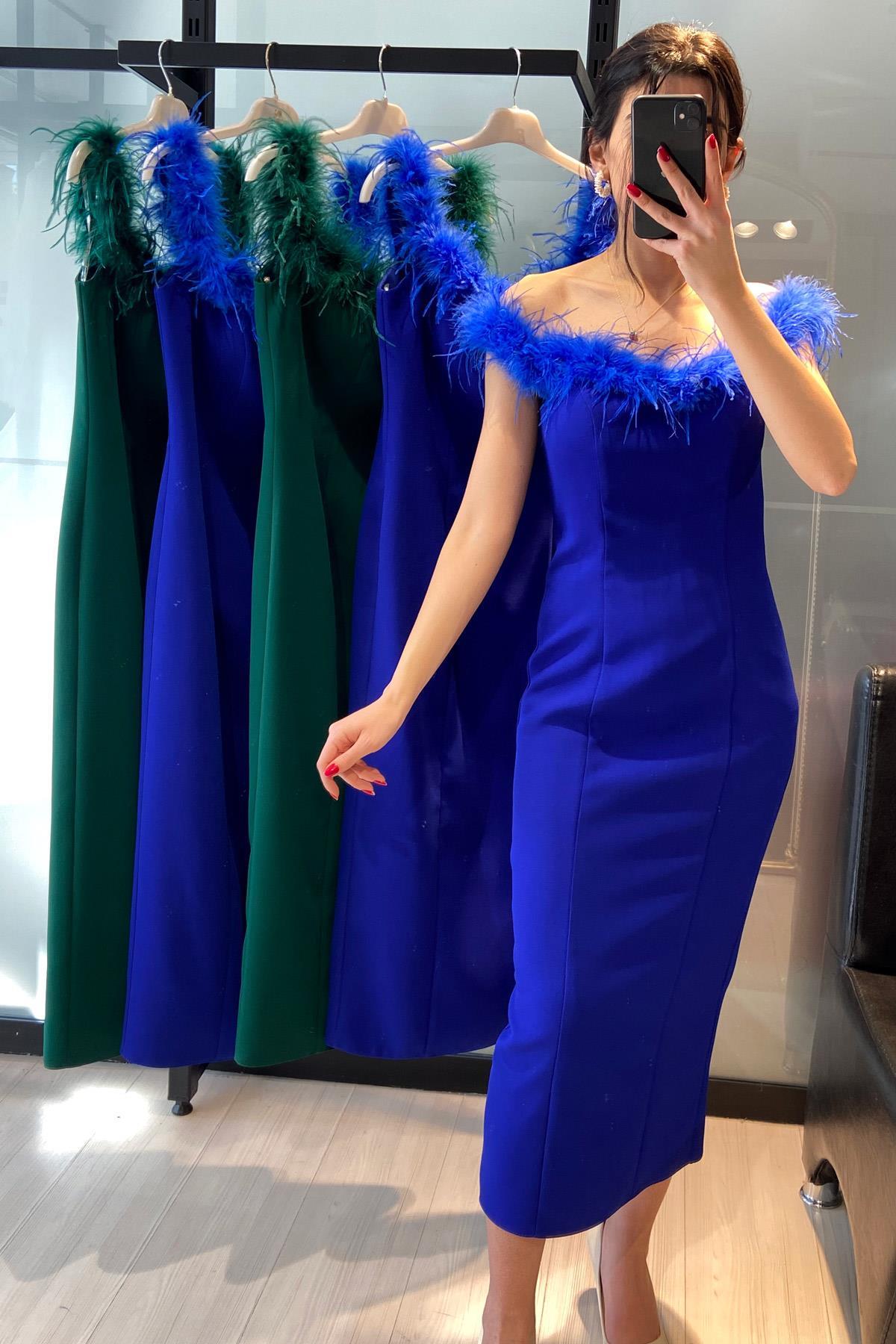 Peluş Detay Abiye - Saks SAKS