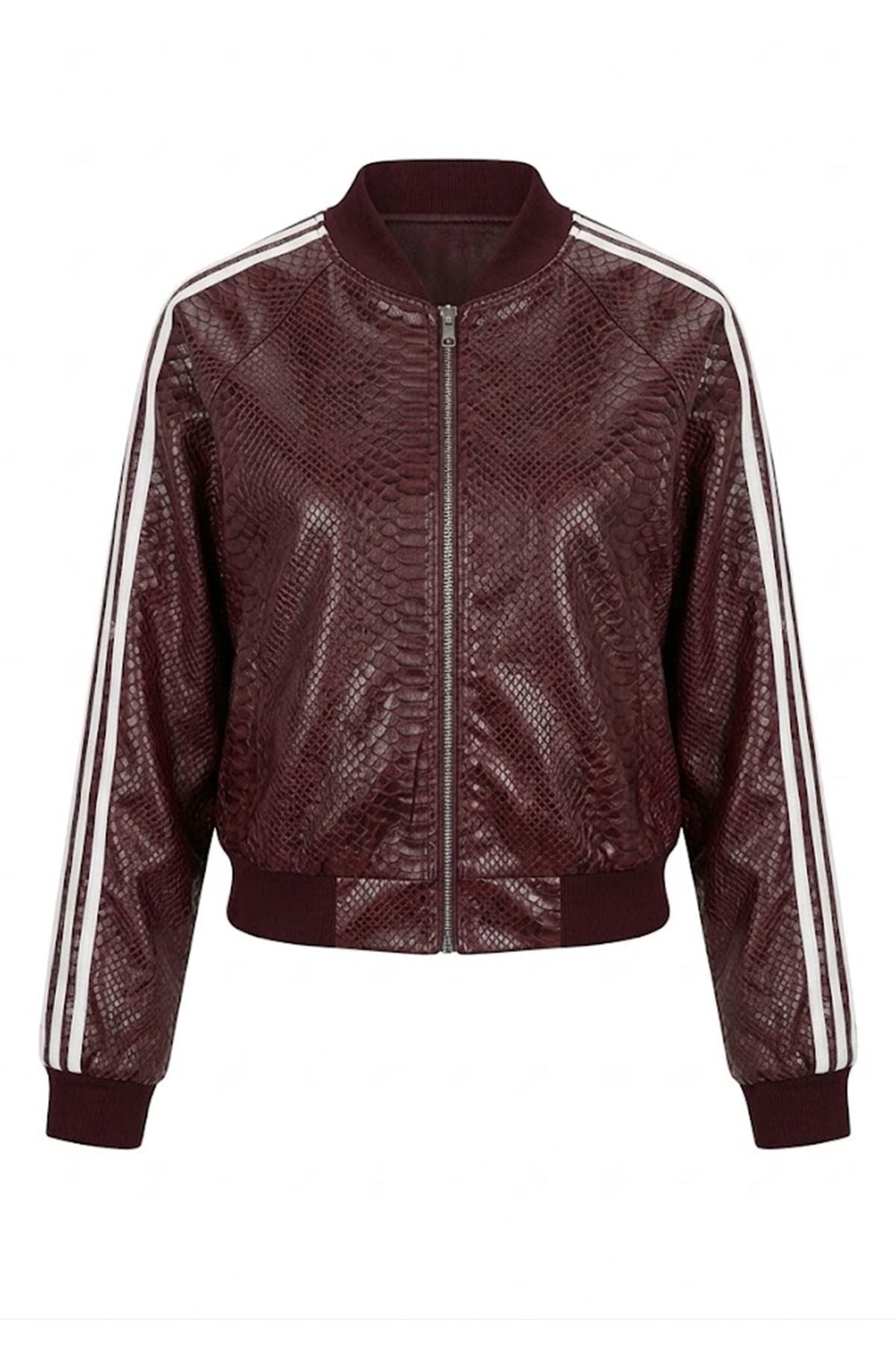 Pleather Deri Ceket - Bordo BORDO