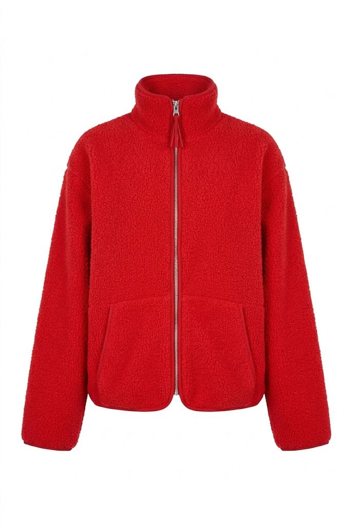 Scarlet - Yan Cepli Basic Fermuarlı Ceket Scarlet
