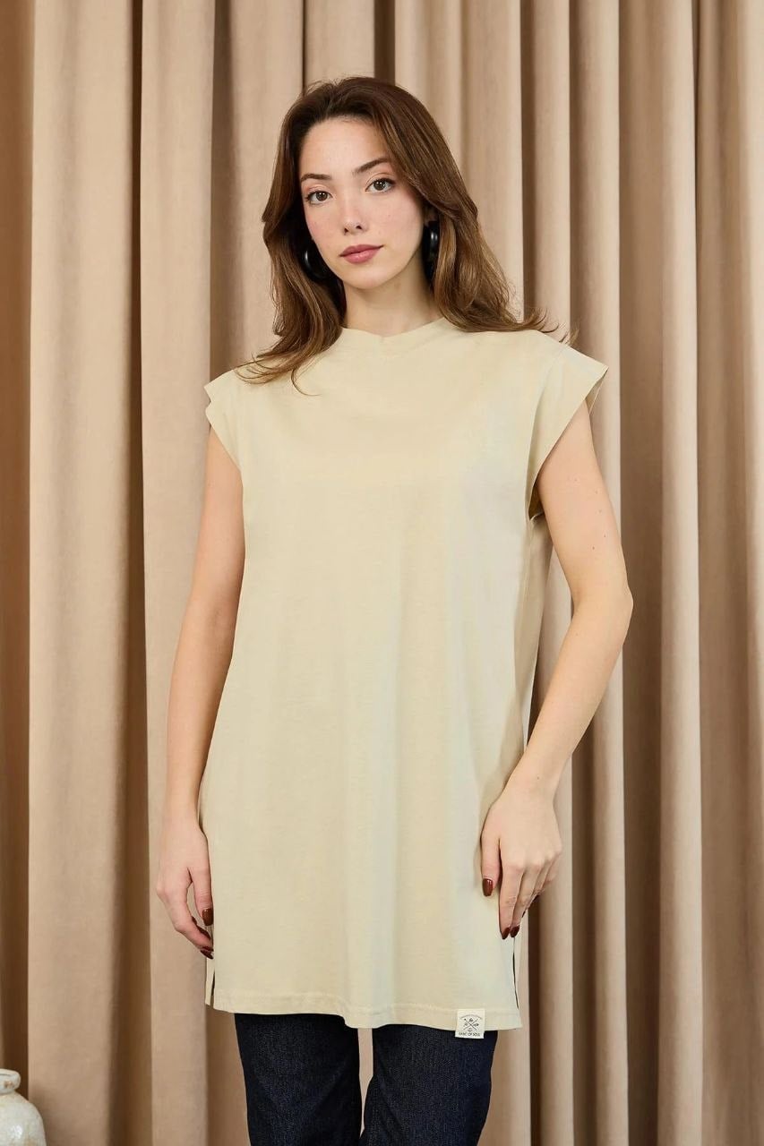 Sıfır Kol Basic Bluz - Bej BEJ