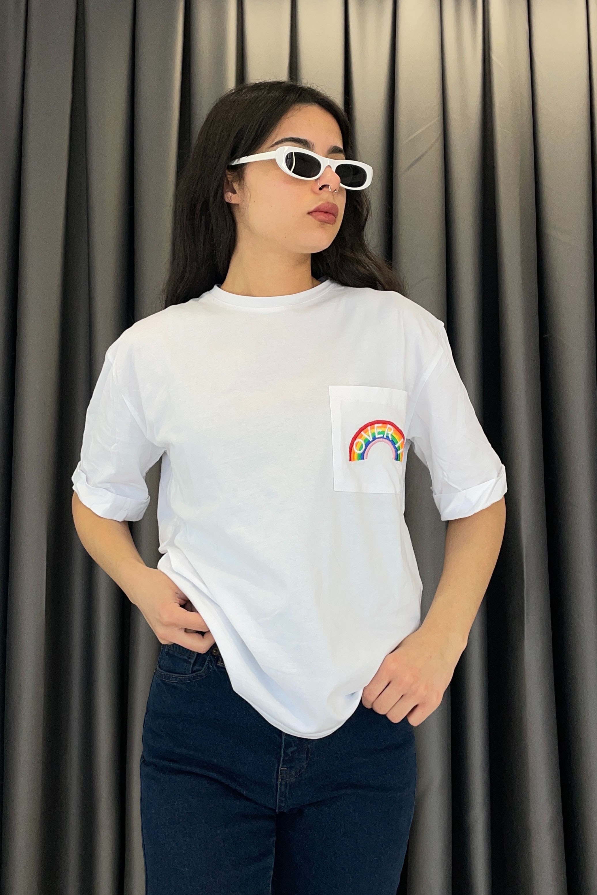 Tek Cepli Basic T-shirt - Beyaz BEYAZ