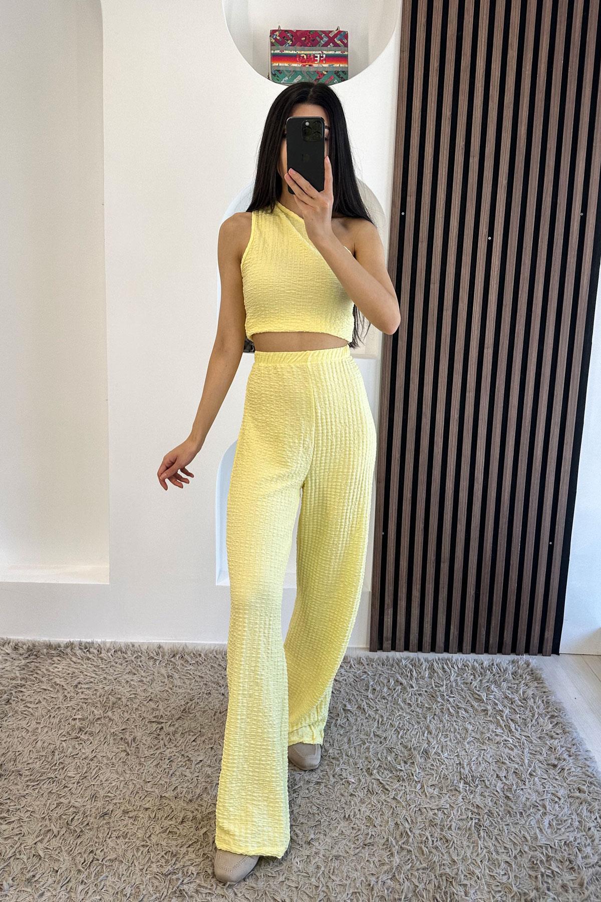 Tek Omuz Bürümcük İkili Takım - Sarı SARI