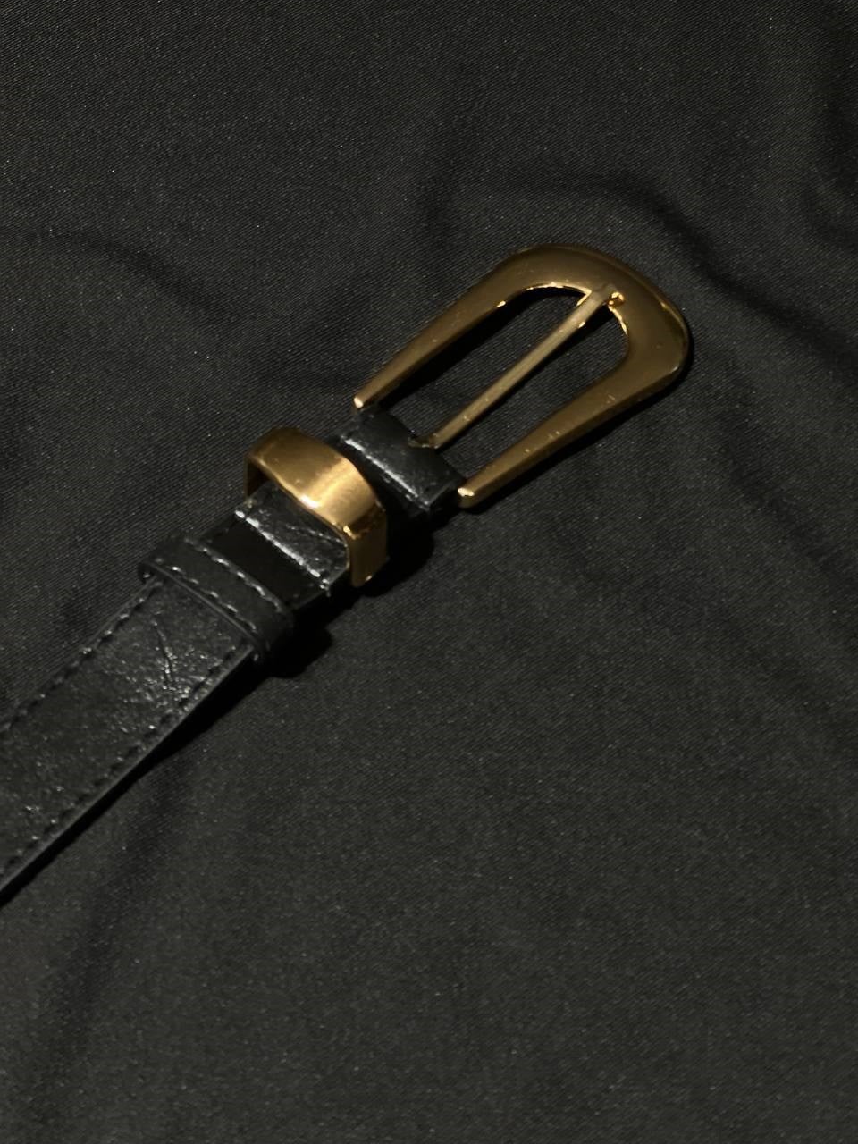 Uzun Oval Tokalı 2 cm Kemer-Siyah/Gold Siyah/Gold
