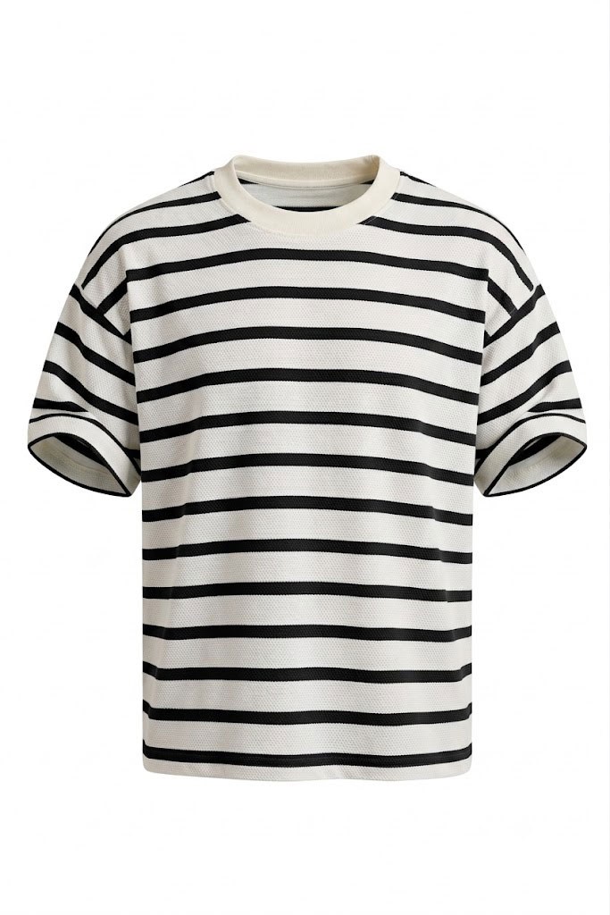 Yan Çizgi Detay T-shirt EKRU