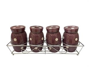 Sima Standlı Porselen Baharatlık 4 Lü