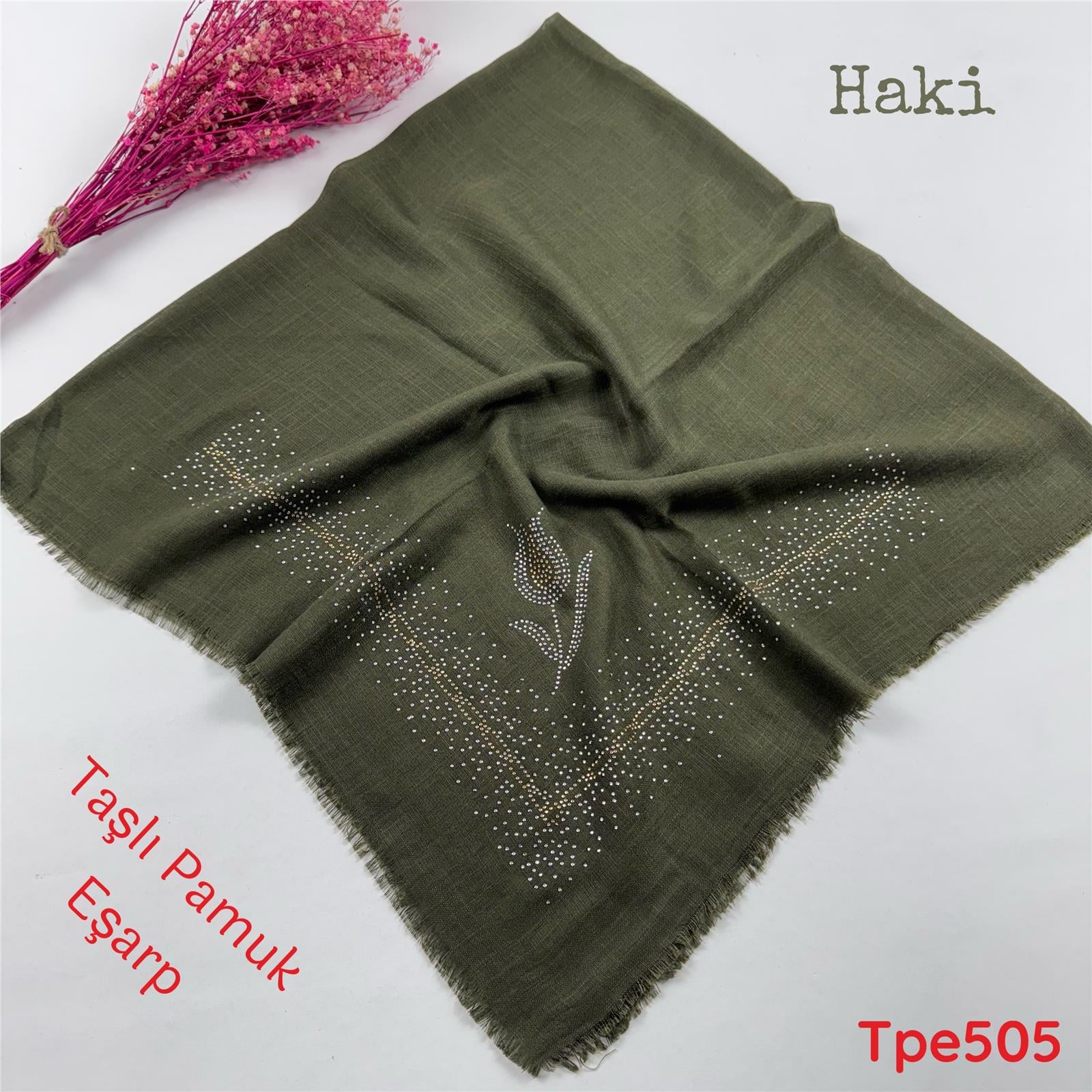 A-0580 Taşlı Pamuk Eşarp