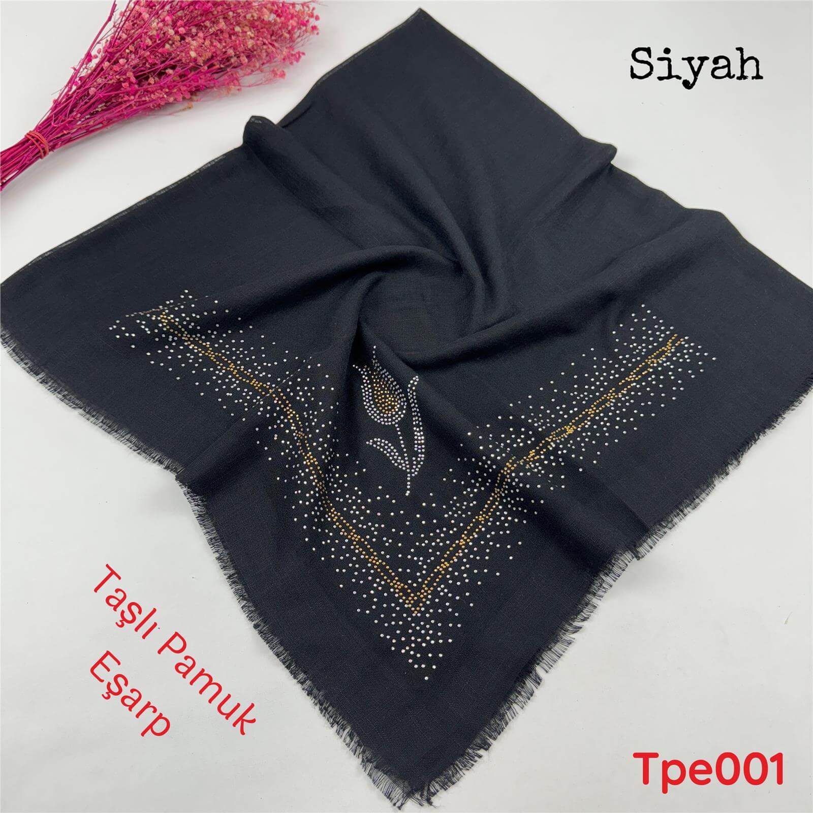A-0753 Taşlı Pamuk Eşarp