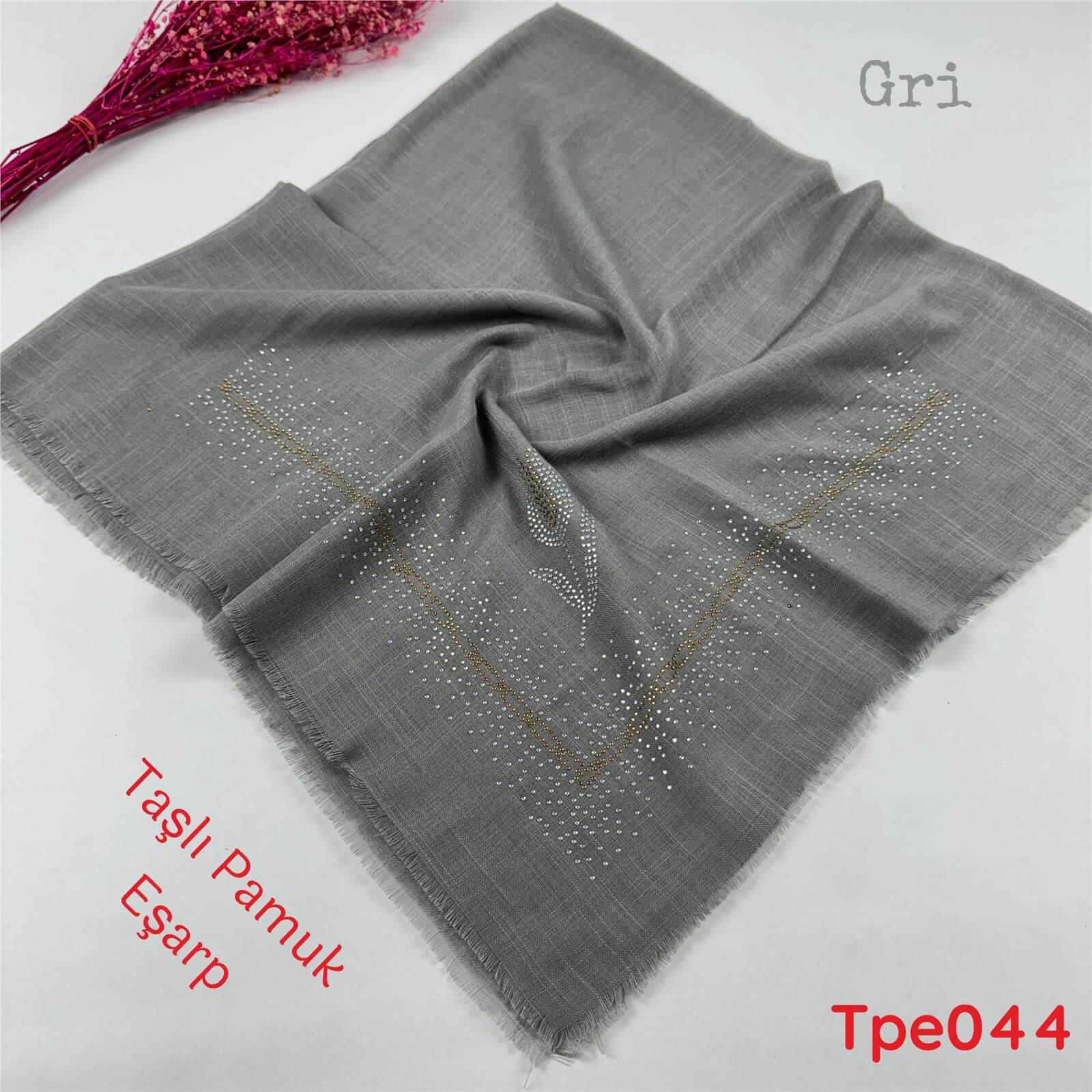 A-0771 Taşlı Pamuk Eşarp