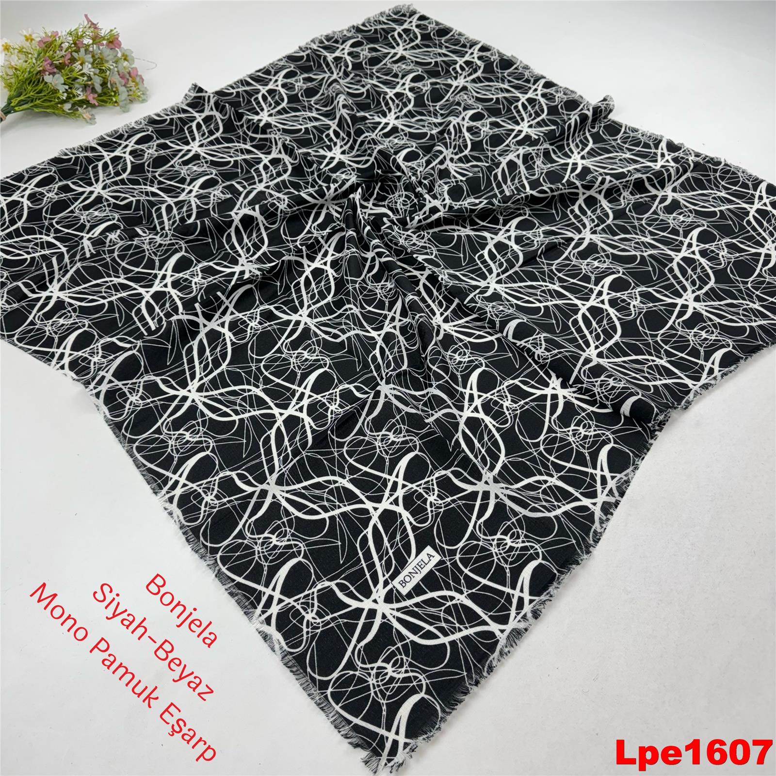 A-0976 Bonjela Mono Pamuk Eşarp