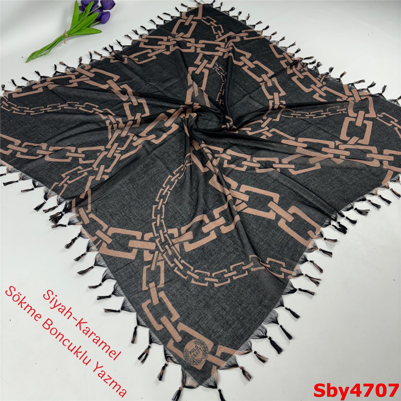 A-1225 Siyah-Karamel Sökme Boncuklu Yazma