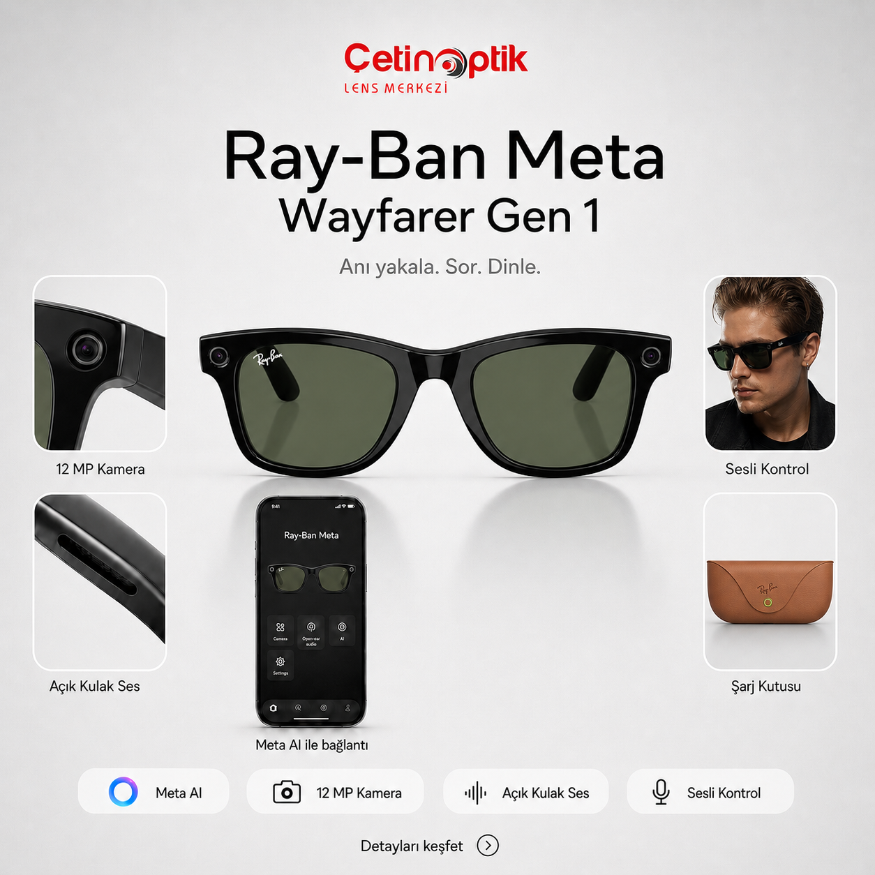 RAY-BANPreminum Güneş GözlüğüRAY-BAN RBMeta(Gen1) RW4006 601/71 50-22 G