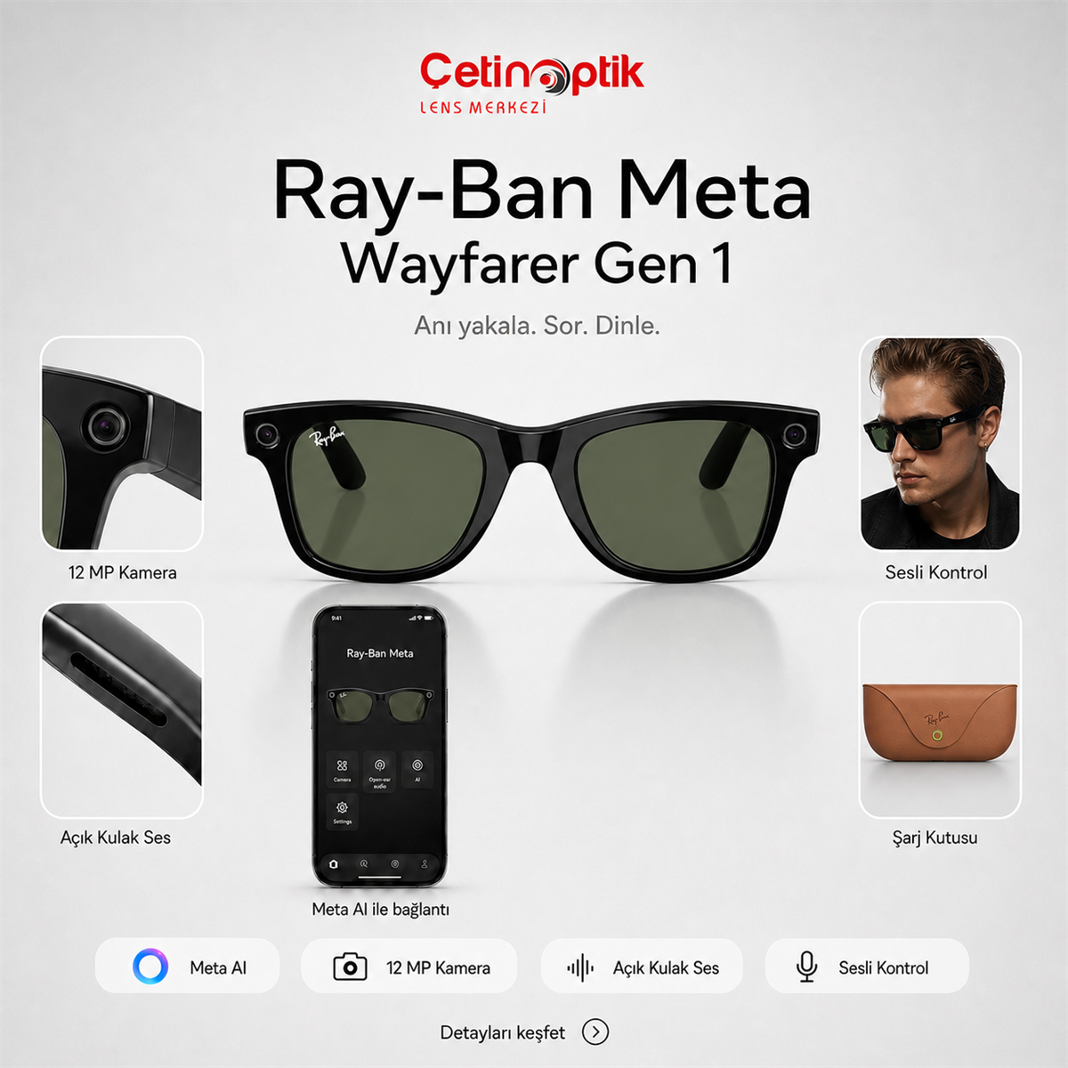 RAY-BAN RB Meta WAYFARER (Gen1) RW4006 601/71 50-22 Preminum Güneş