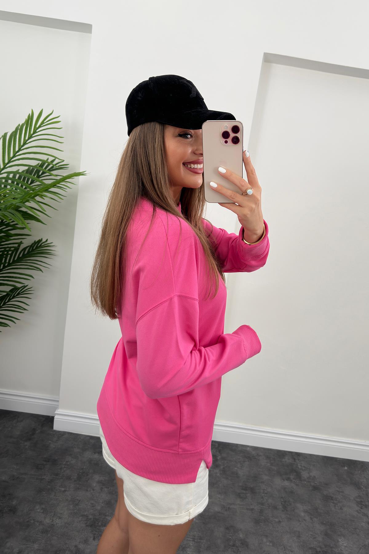 1. Sınıf Kalite Basic Sweat Pembe