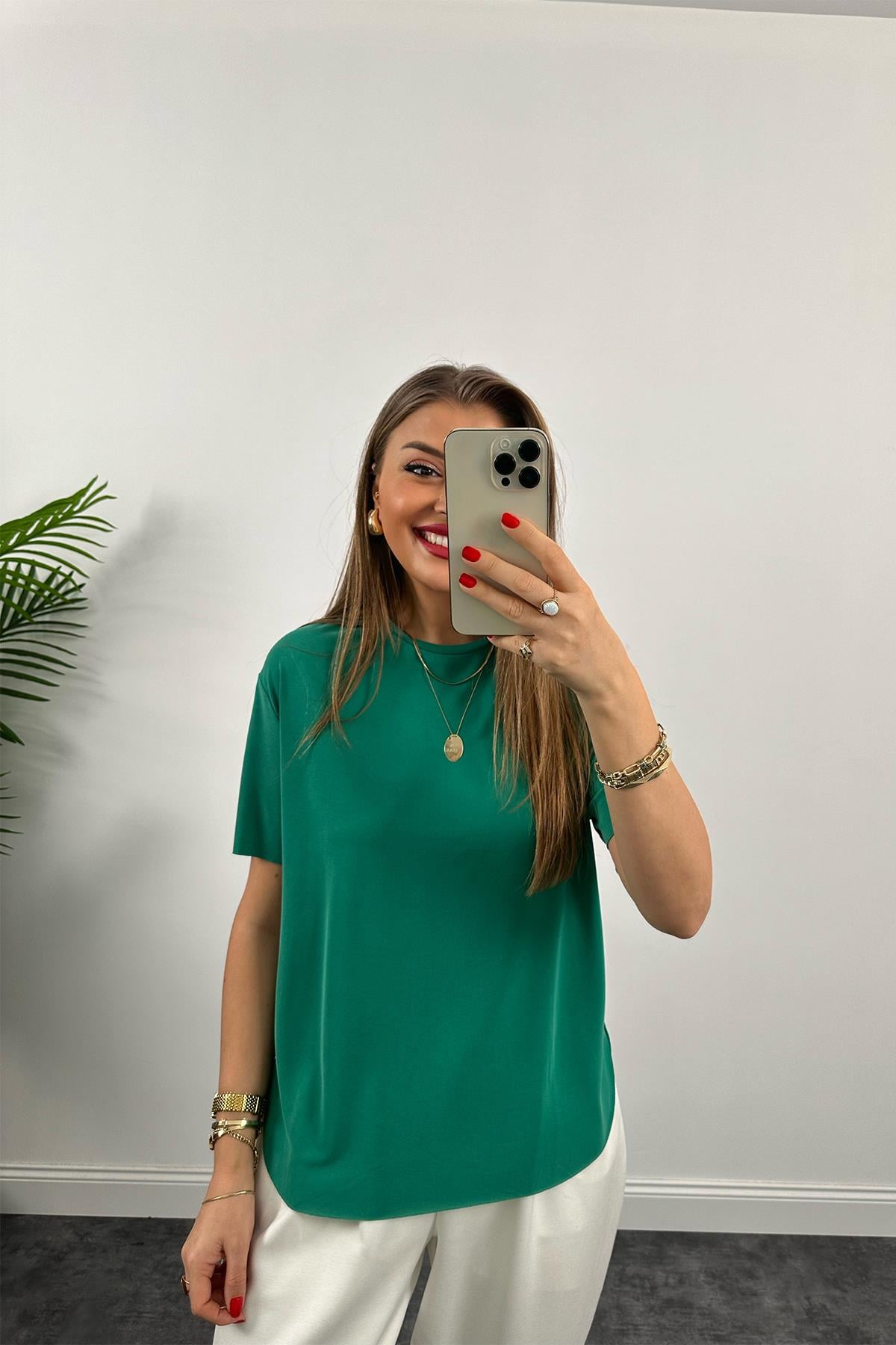 1. Sınıf Kalite Modal Kumaş Oysh Basic Tshirt Yeşil