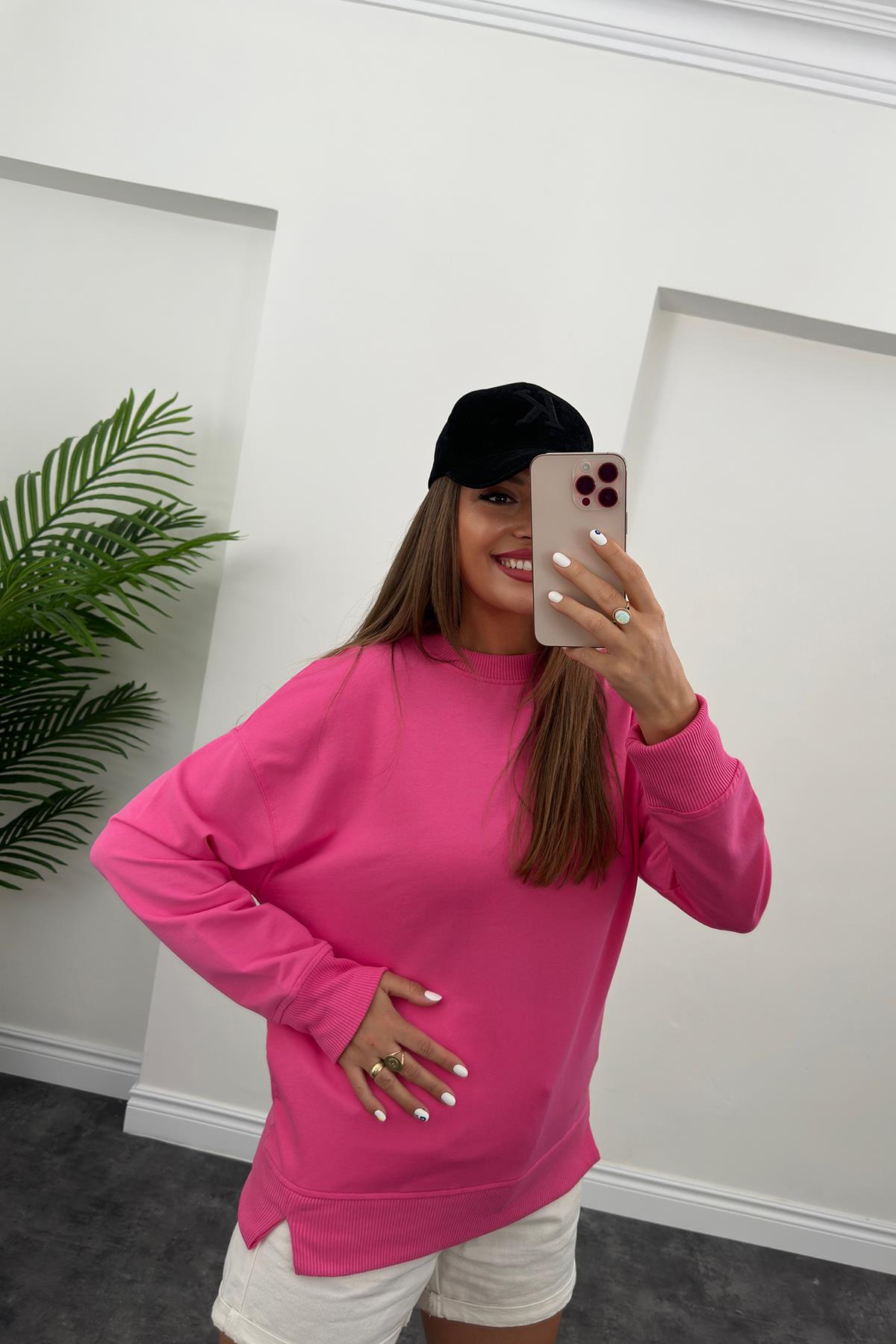 1. Sınıf Kalite Basic Sweat Pembe