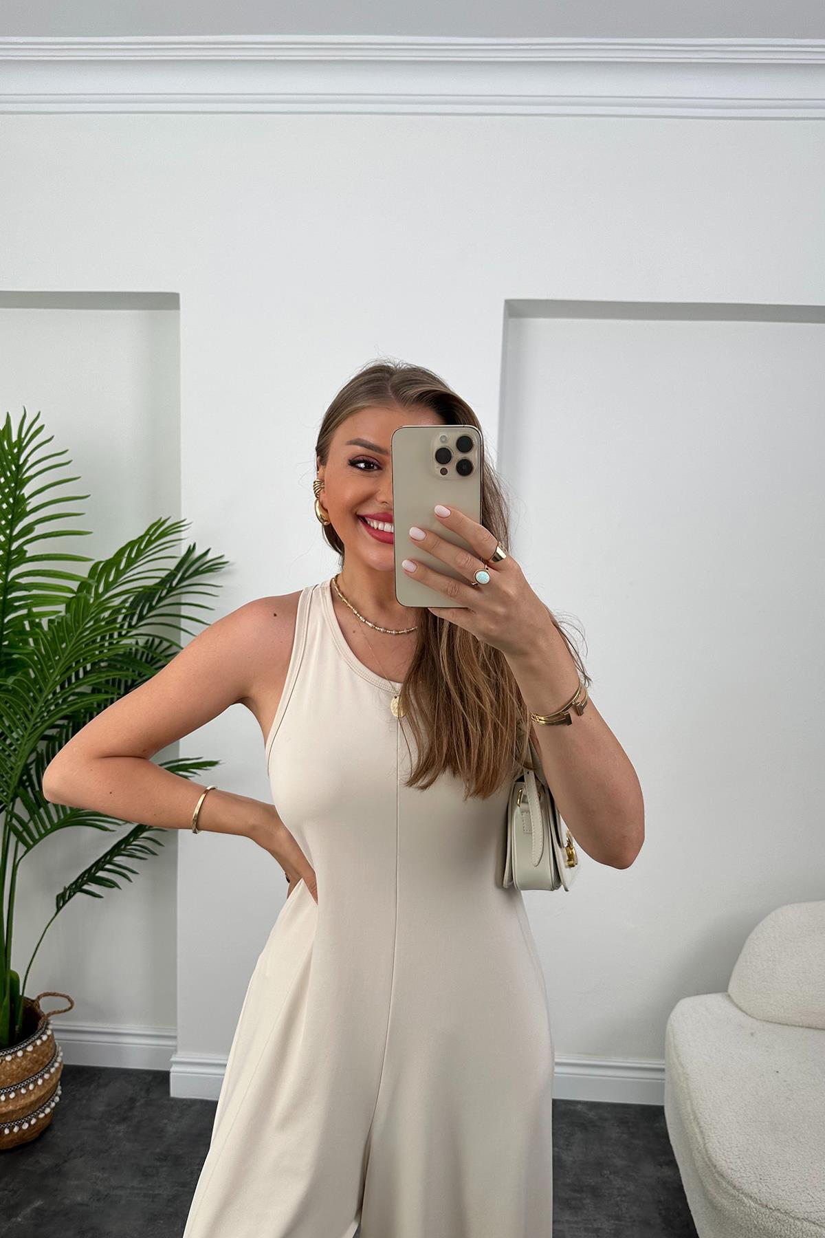 1. Sınıf Kalite Oyhs Model Halter Yaka Likralı Tulum Taş