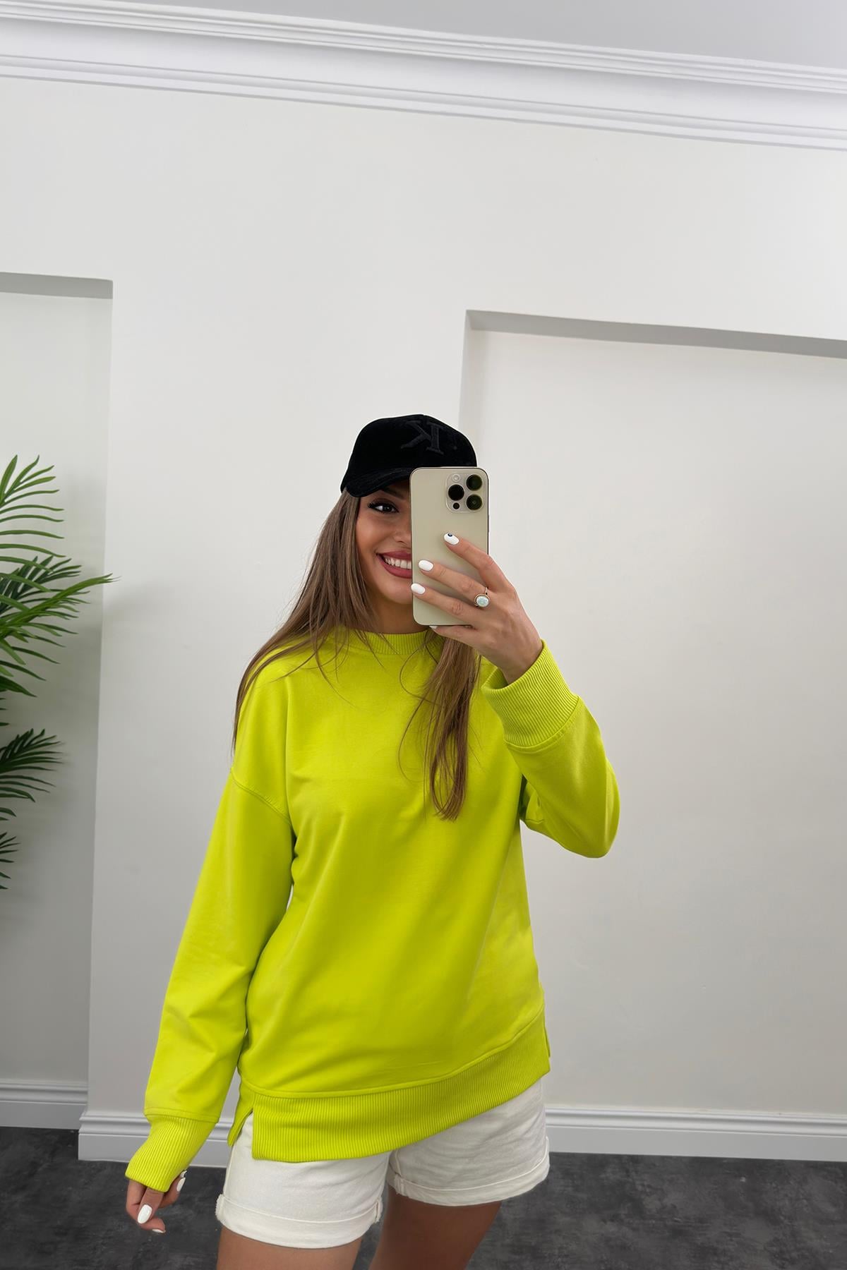 1. Sınıf Kalite Basic Sweat Neon Yeşil