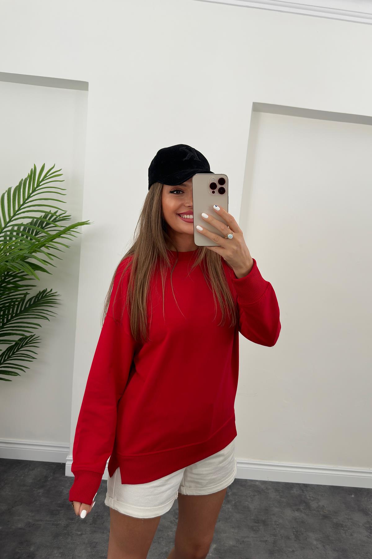 1. Sınıf Kalite Basic Sweat Kırmızı