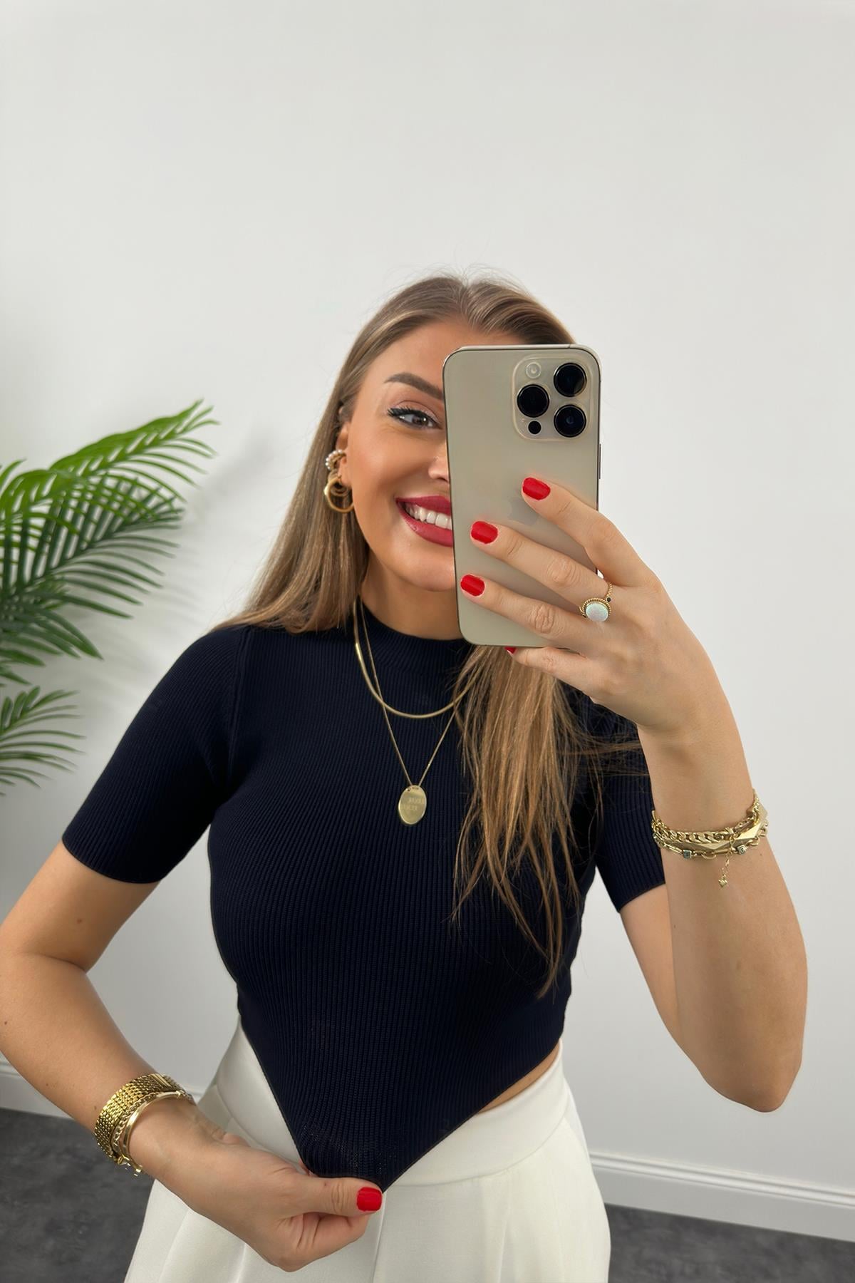 1. Sınıf Kalite  Massi Model Kısa Kollu Bel Boy İpek Merserize Lacivert