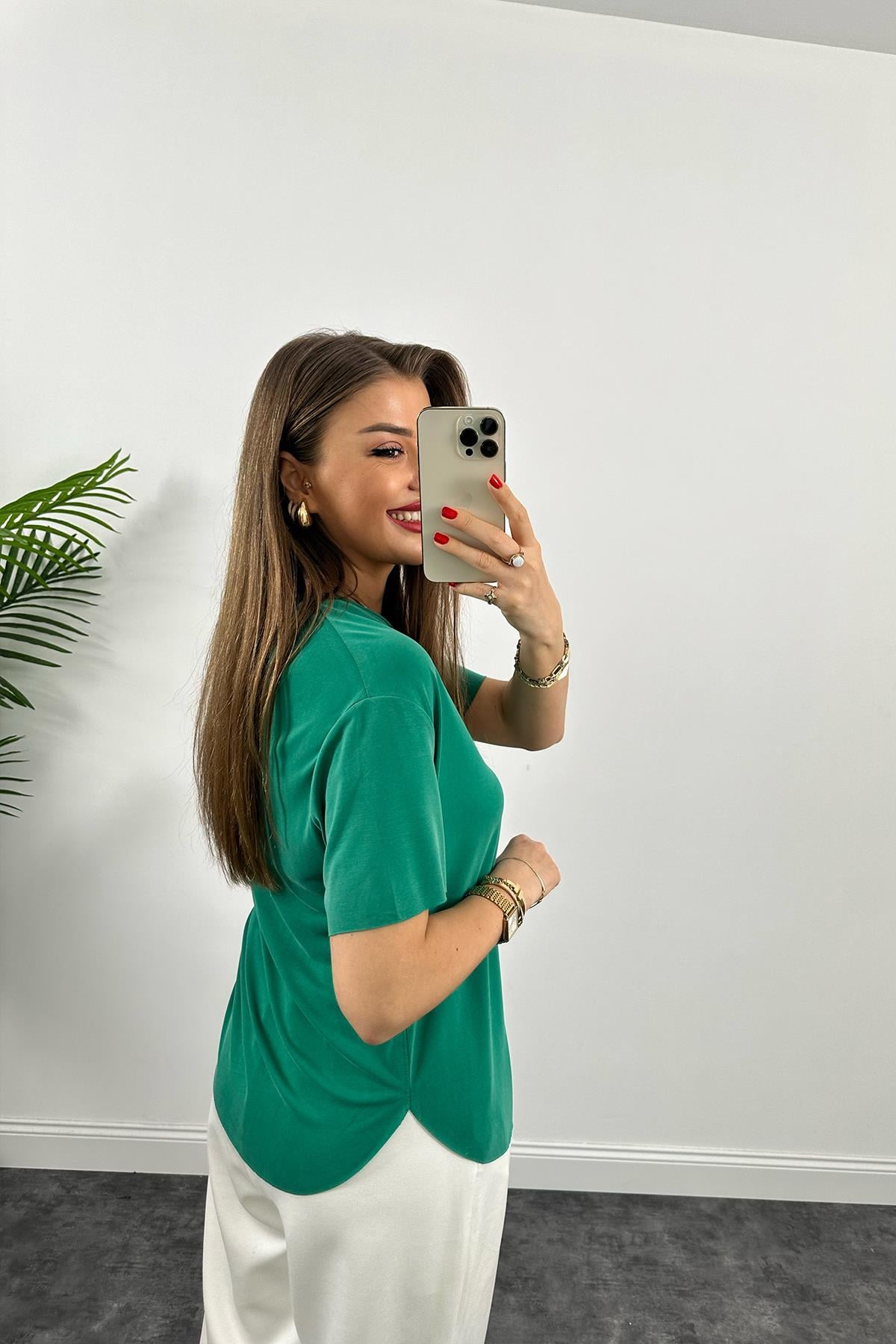 1. Sınıf Kalite Modal Kumaş Oysh Basic Tshirt Yeşil