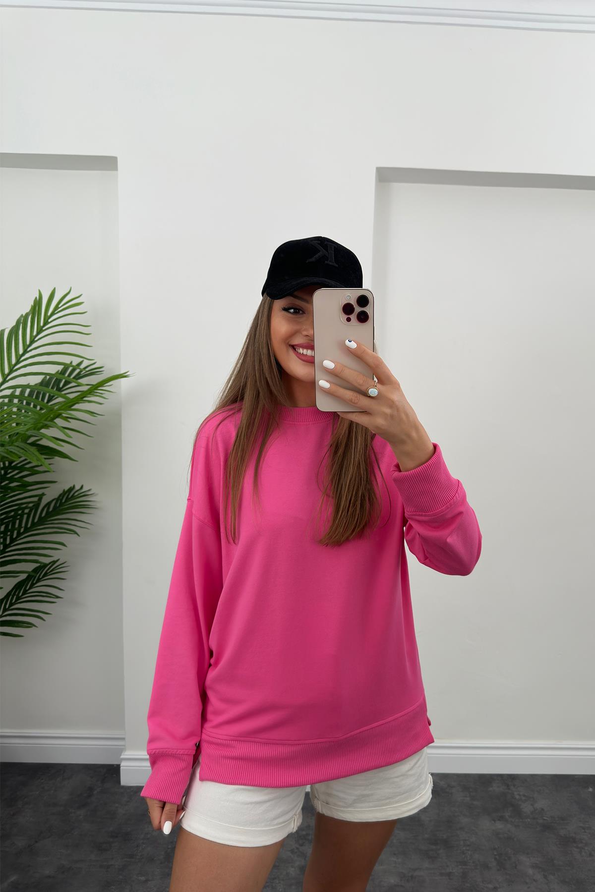 1. Sınıf Kalite Basic Sweat Pembe