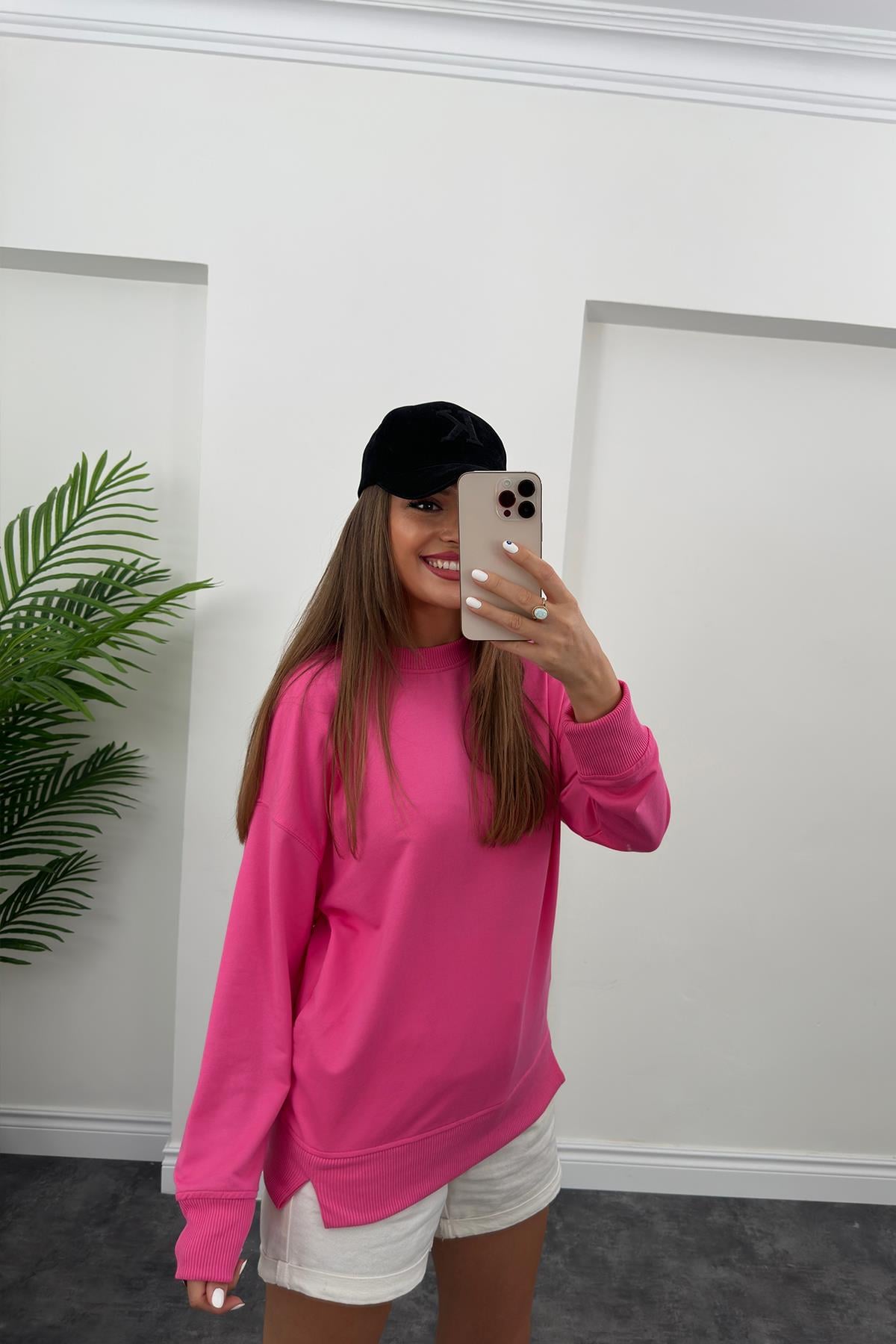 1. Sınıf Kalite Basic Sweat Pembe