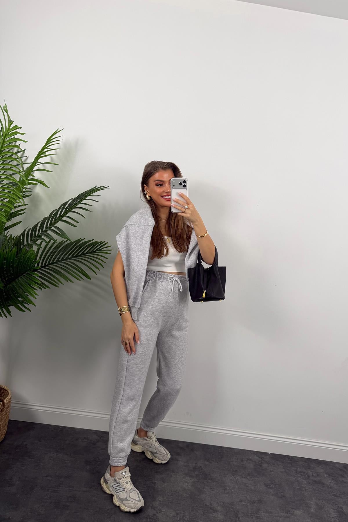 3 İplik Şardonlu Jogger Eşofman Altı Gri