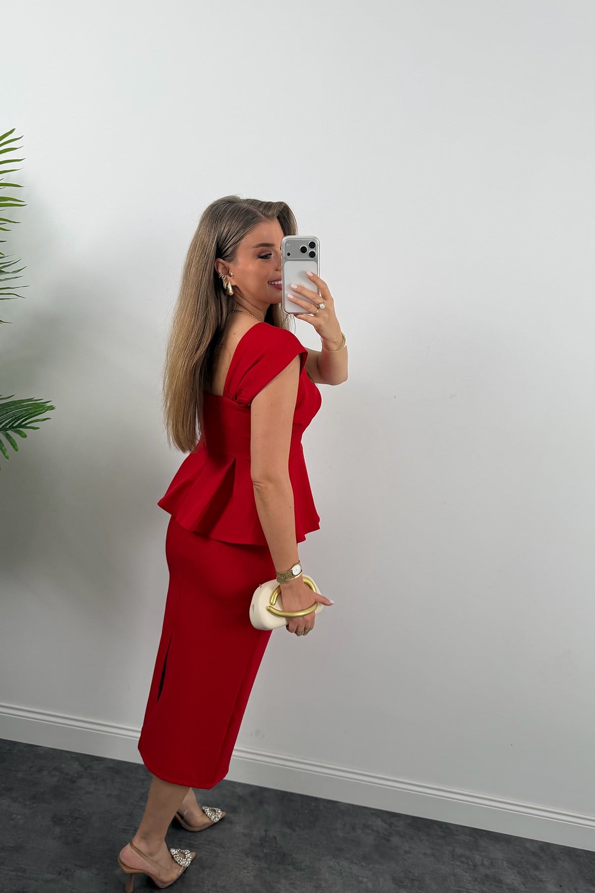 Amore Premium Seri Etek Bluz Takım Kırmızı