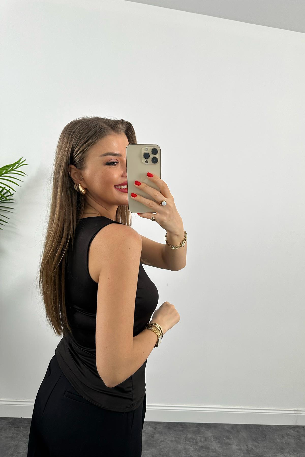 Bebe Marka Likralı Basic Atlet Siyah