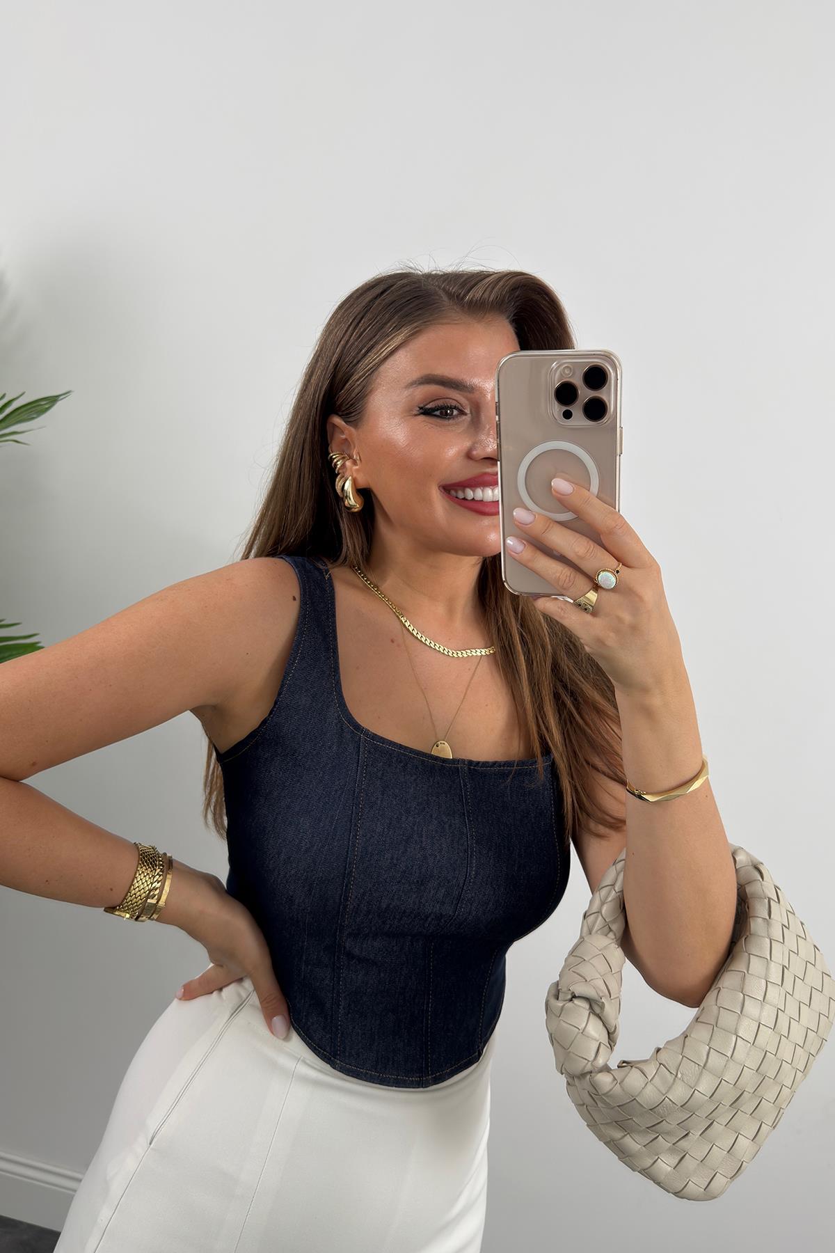 Bebe Marka Likralı Tensel Jean Bluz
