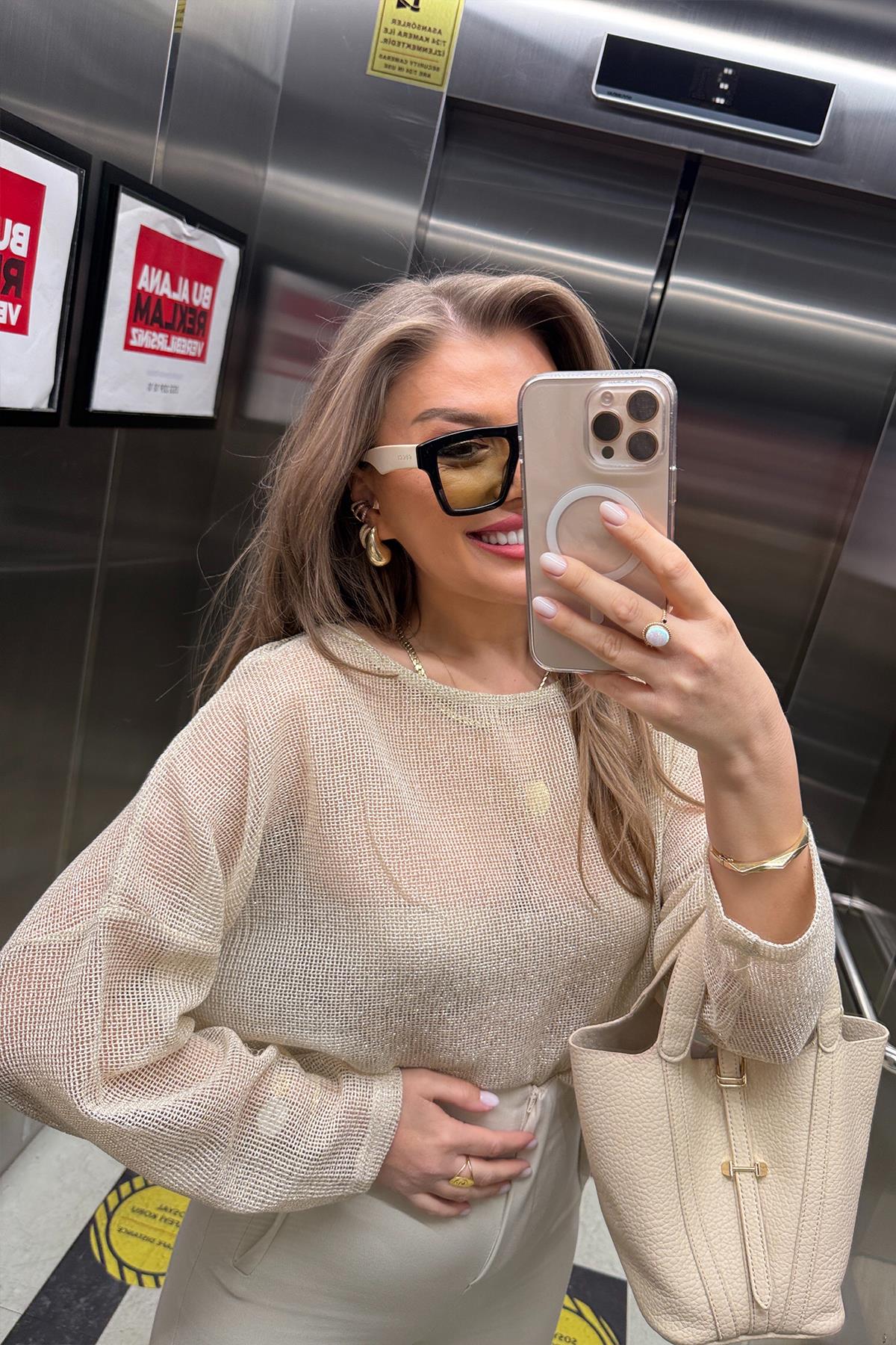 Bebe Marka Lüx Kalite Gold File Bluz