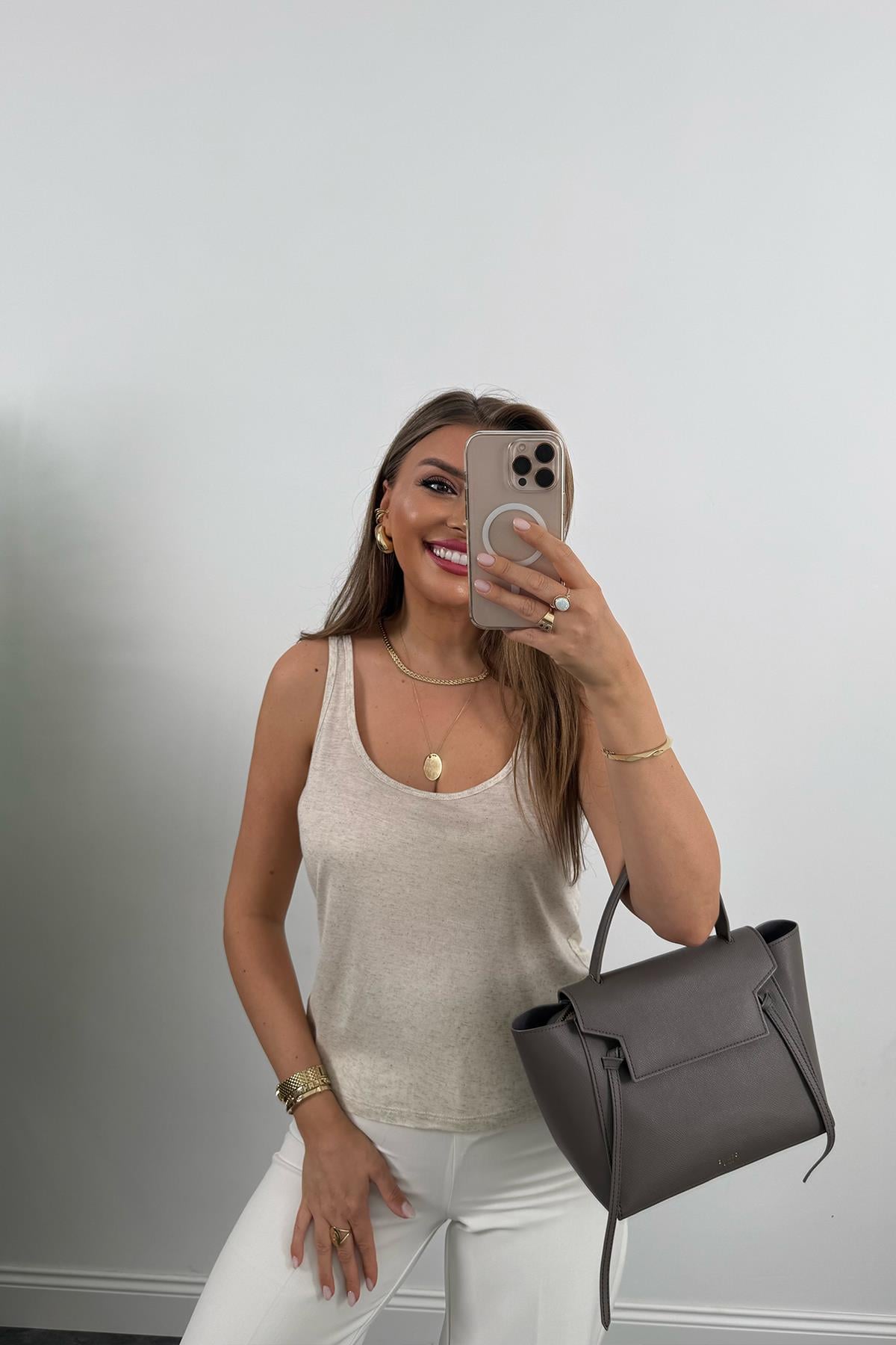 Bebe Premium U Yaka Organik Kumaş Keten Atlet