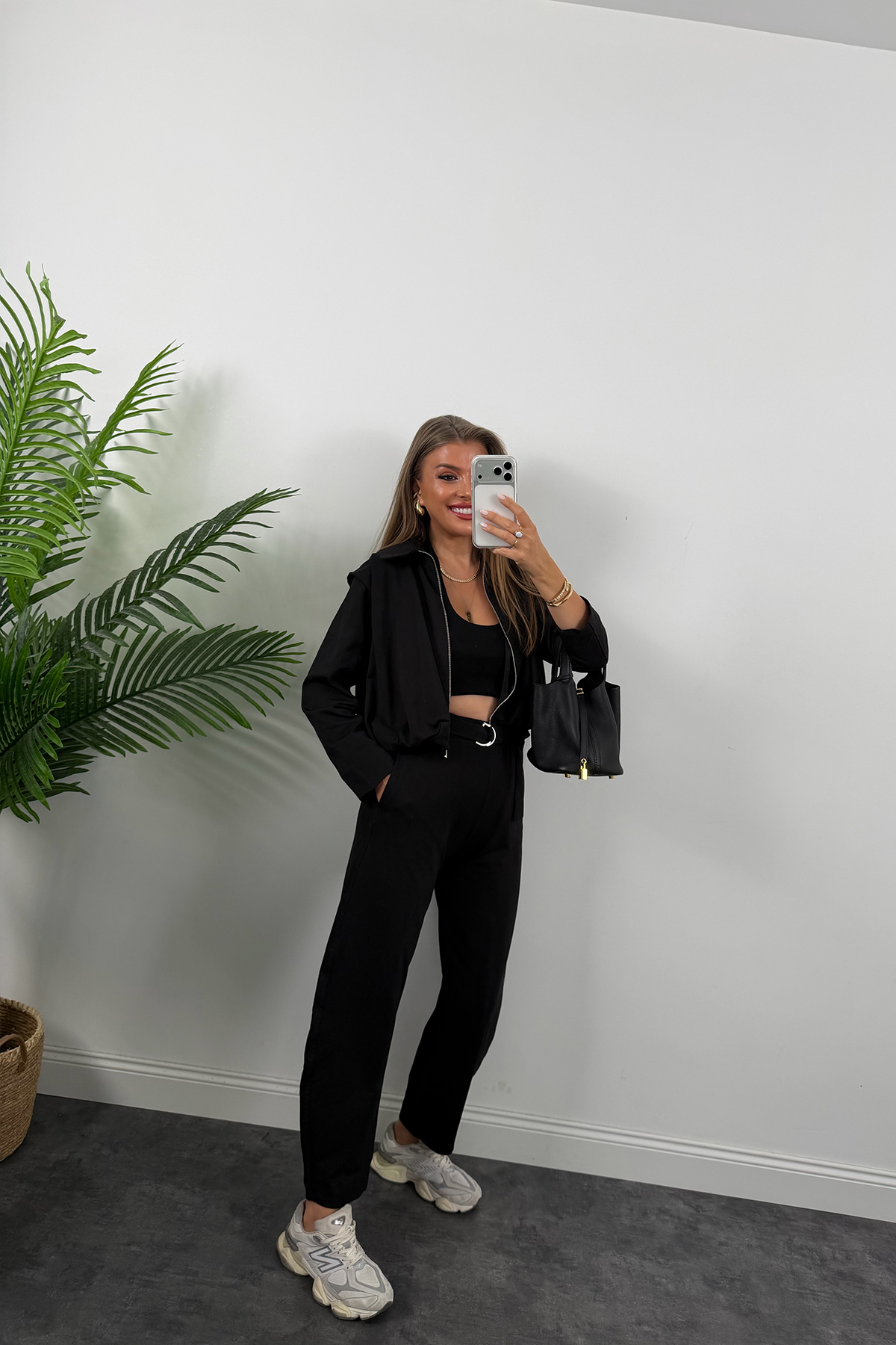 Bomber Ceketli Jogger Pantolon Takım Siyah