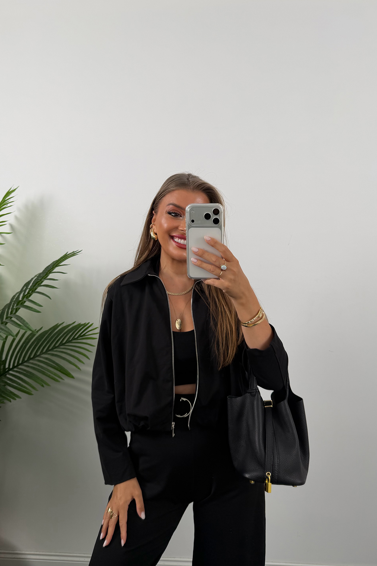 Bomber Ceketli Jogger Pantolon Takım Siyah