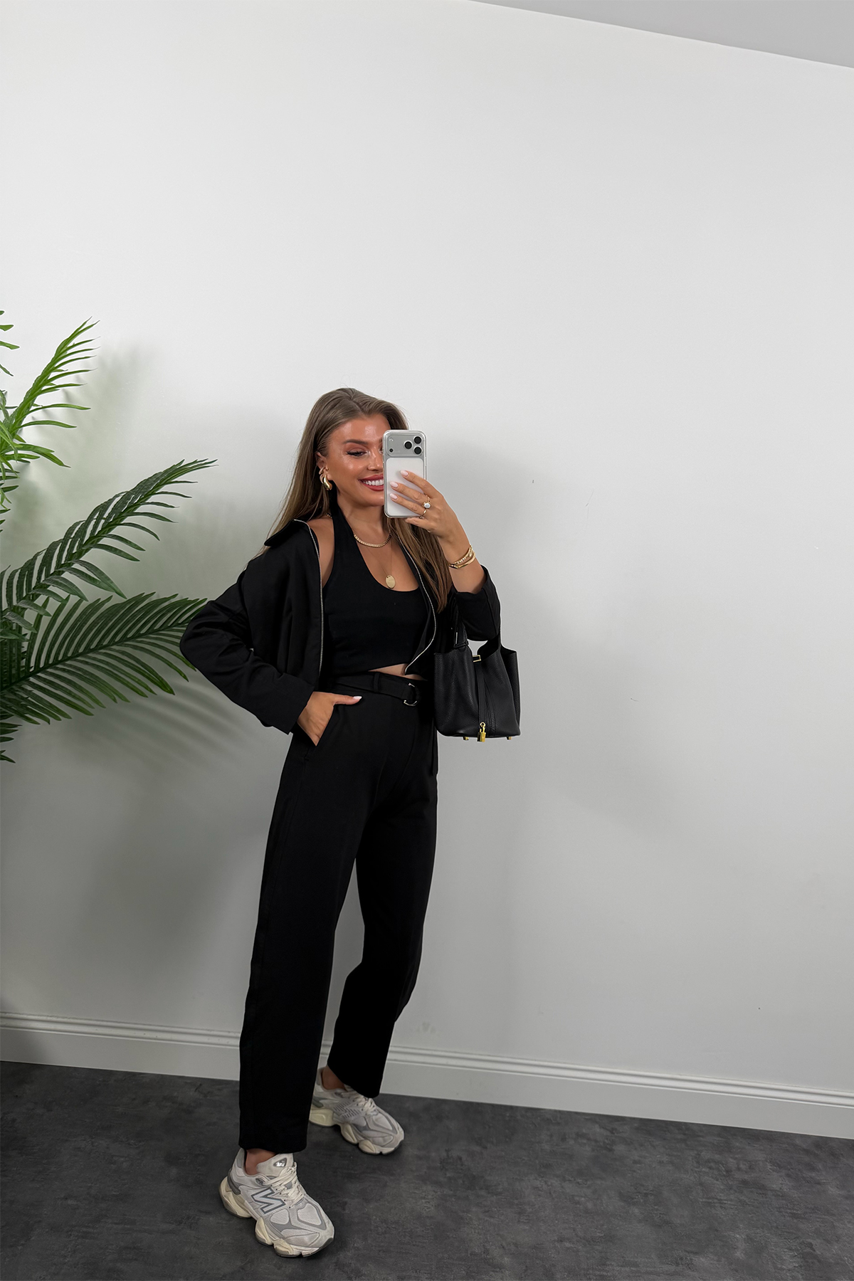 Bomber Ceketli Jogger Pantolon Takım Siyah