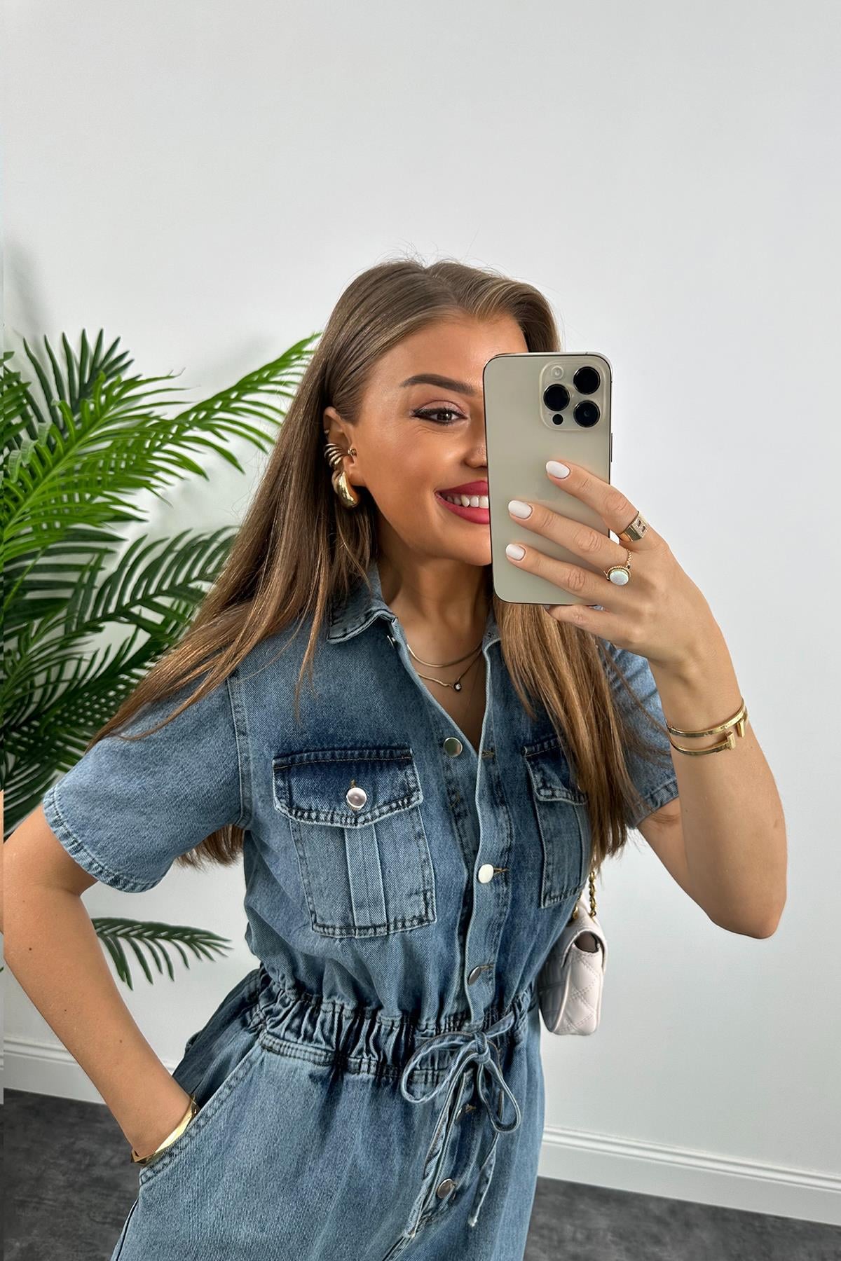 Lüx Kalite Beli Lastikli Jean Tulum
