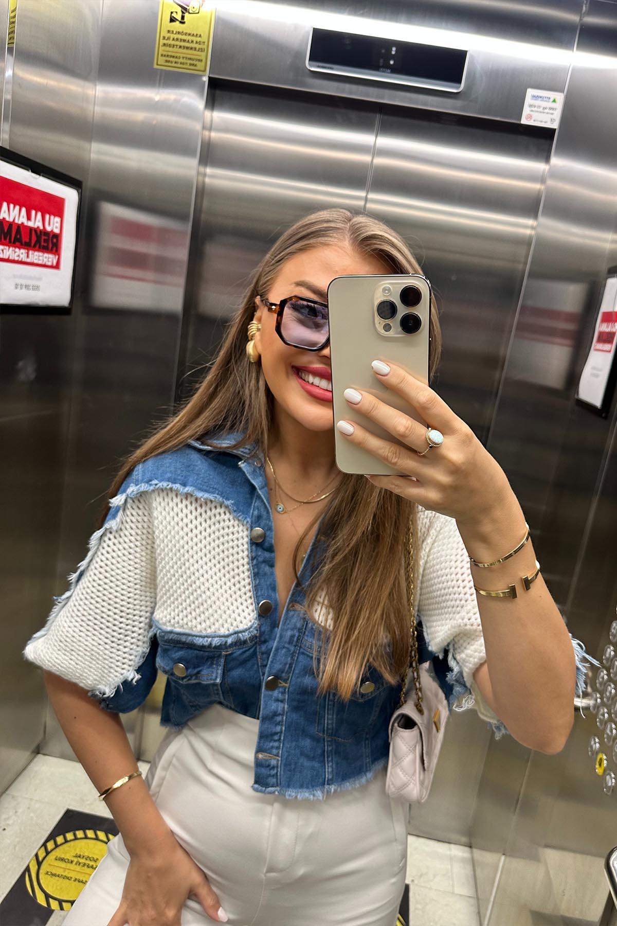 Lüx Kalite Marka Model Tasarım Jean Mixli Ceket
