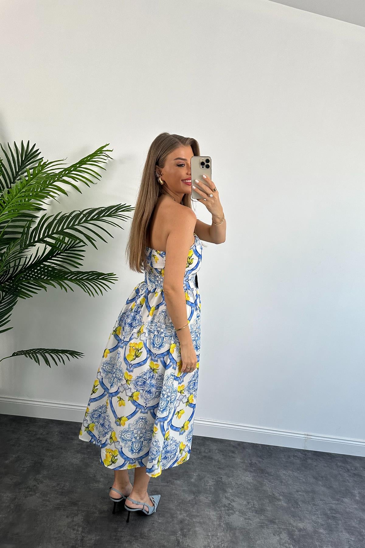 Marka Model Kemerli Straplez Summer Elbise