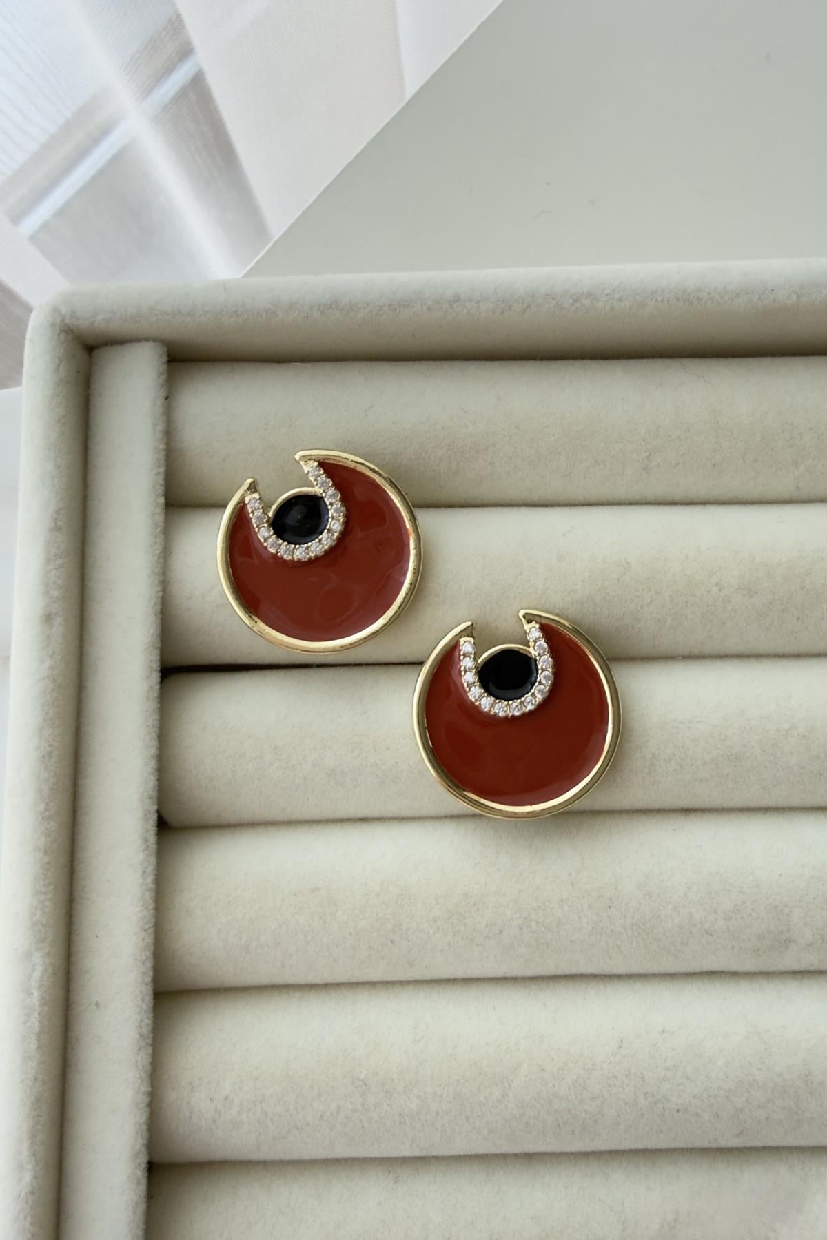 Marka Model Mineli Bordo Küpe