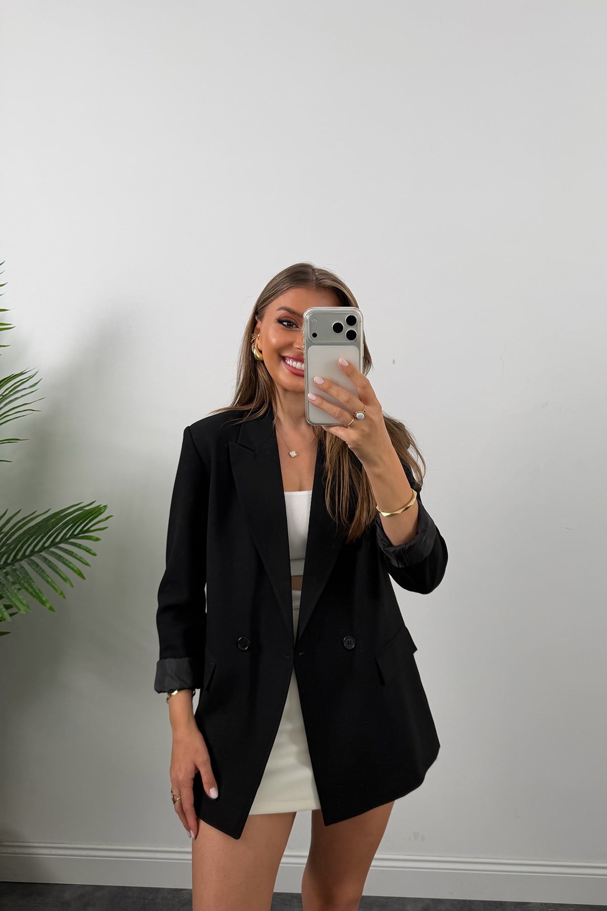 Massi %100 Pamuklu Yazlık Blazer Ceket Siyah