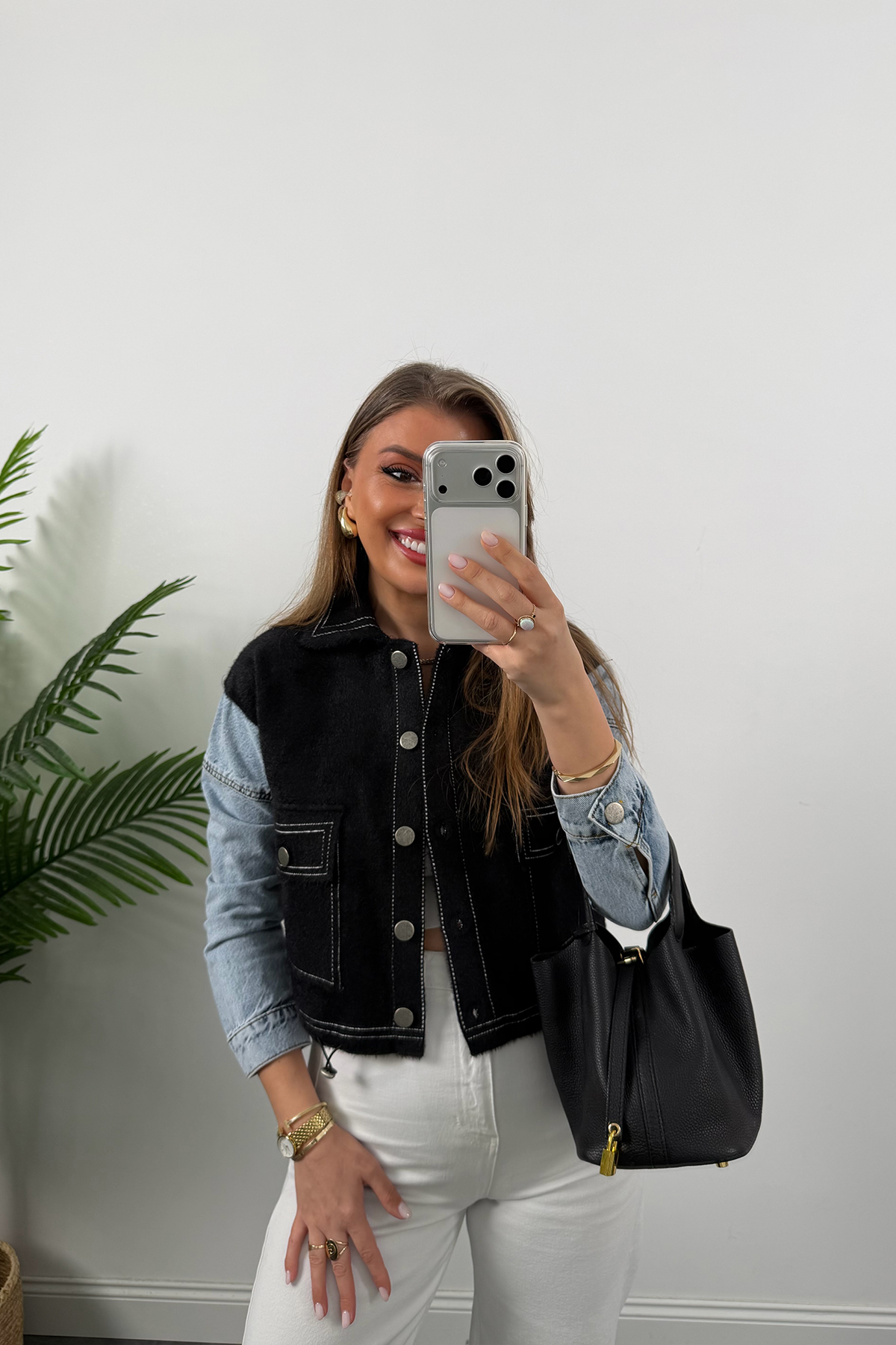 Massi Model Kolu Jean Yumoş Triko Ceket Siyah