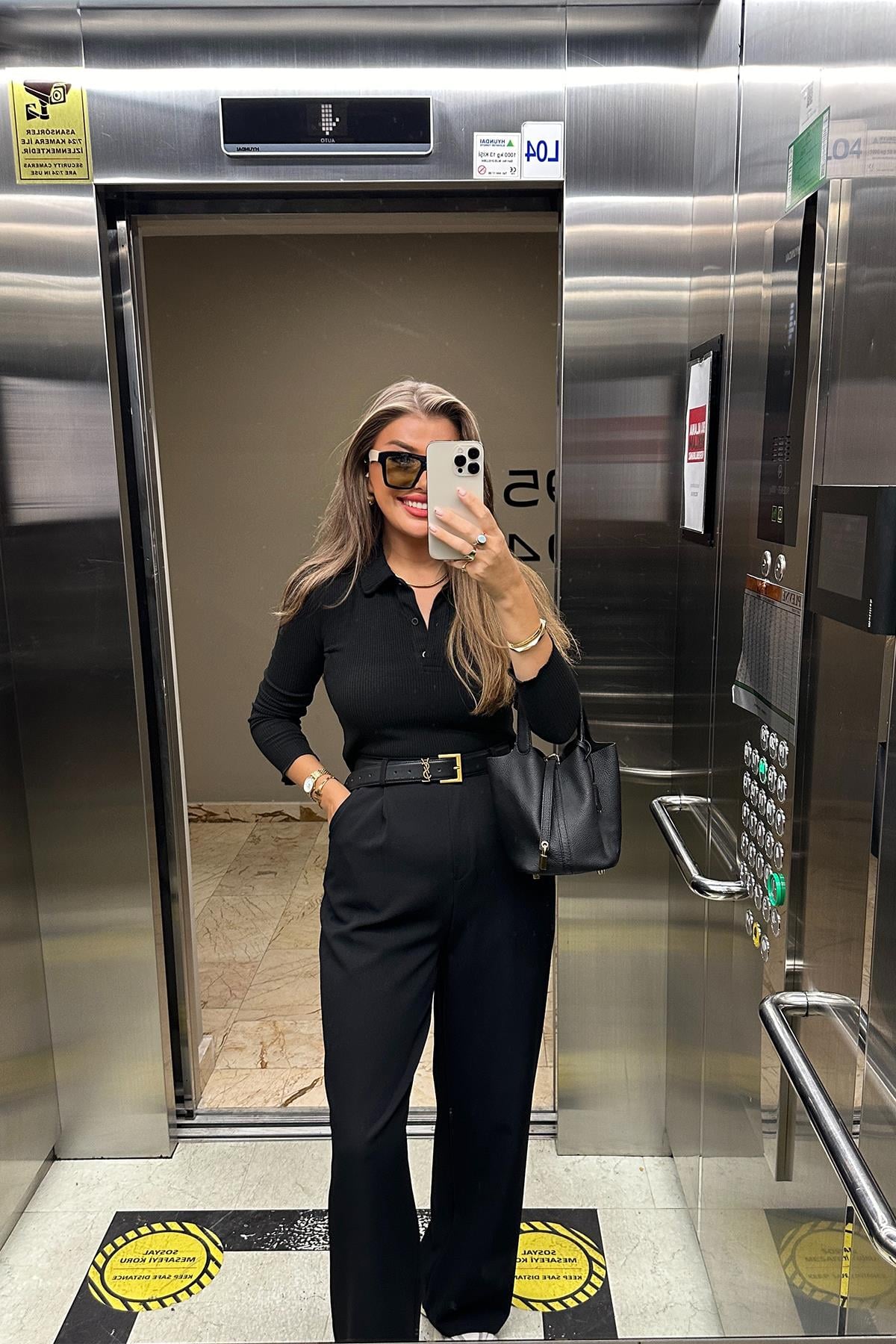 Massi Model Lüx Kalite Polo Yaka İnce Triko Bluz Siyah