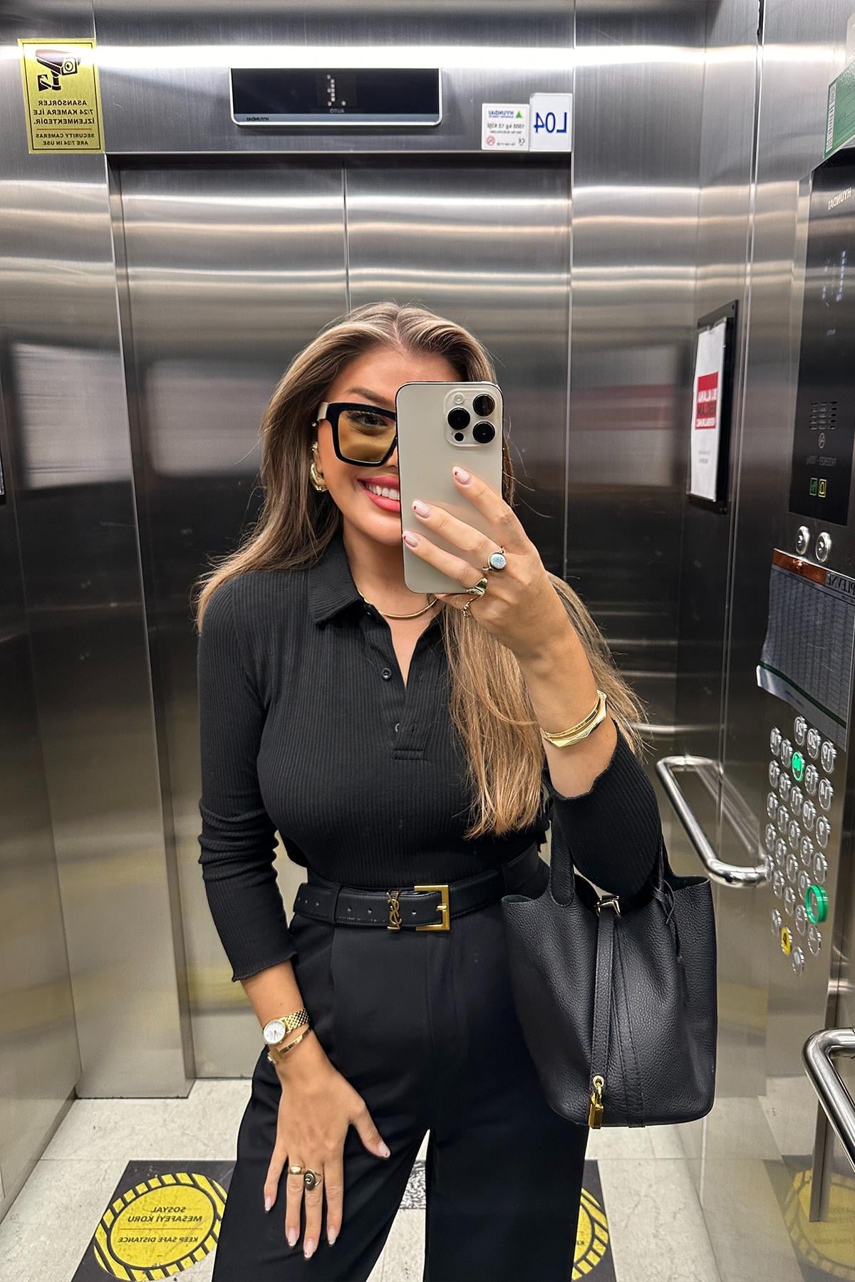 Massi Model Lüx Kalite Polo Yaka İnce Triko Bluz Siyah