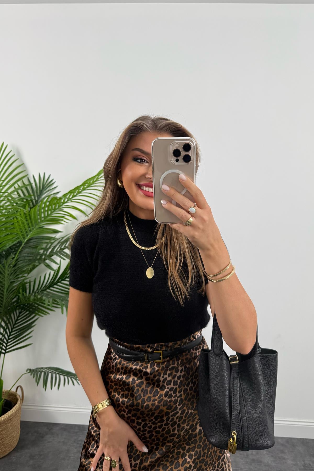 Pamuk Saten Beli Lastikli  Midi Boy Saten Etek Siyah Kahve Leopar 