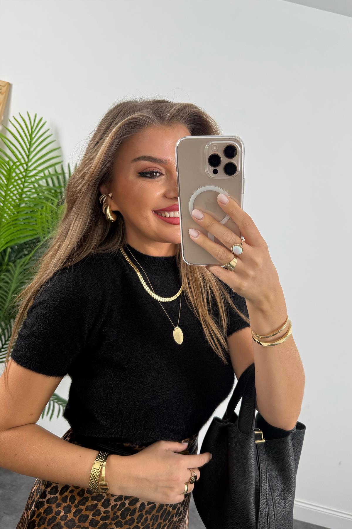 Pamuk Saten Beli Lastikli  Midi Boy Saten Etek Siyah Kahve Leopar 
