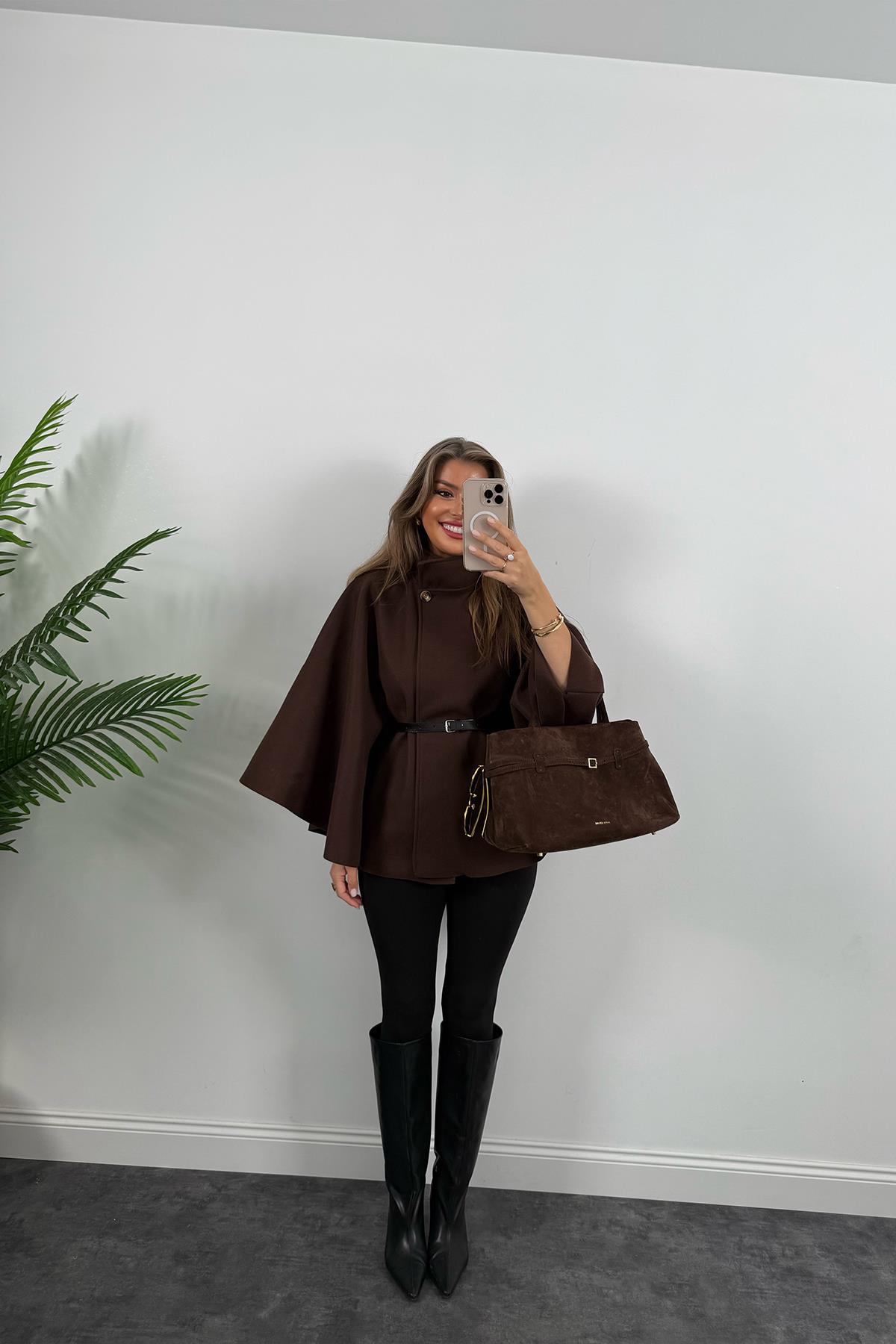 Pinterest Kemerli Kaşe Panço Kaban Acı Kahve
