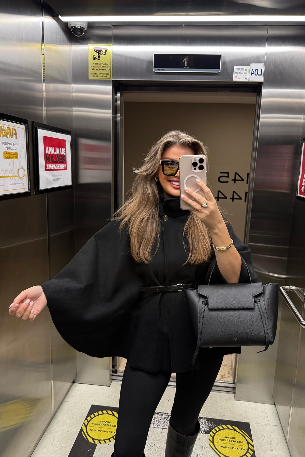 Pinterest Kemerli Kaşe Panço Kaban Siyah