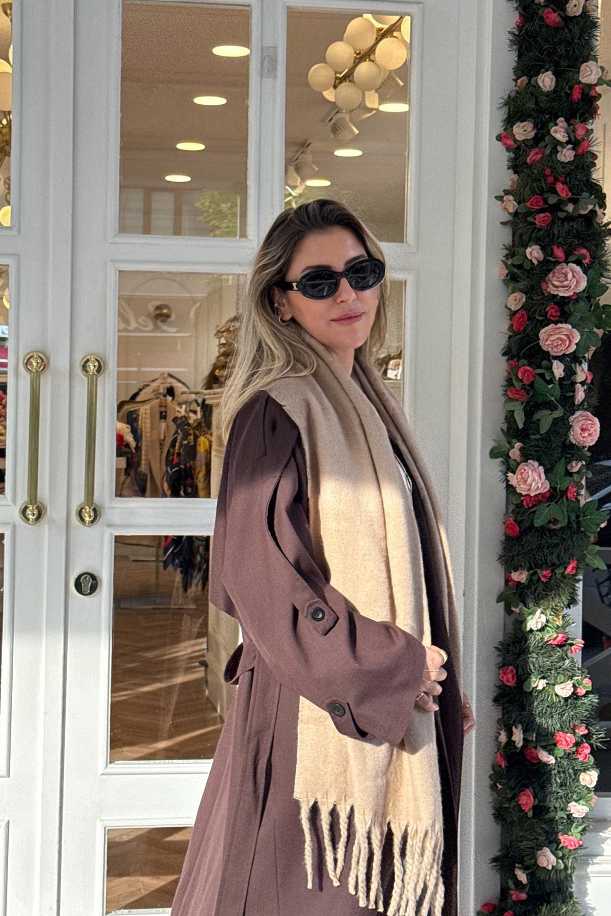 Pinterest Puffy Şal Atkı (Vizon)